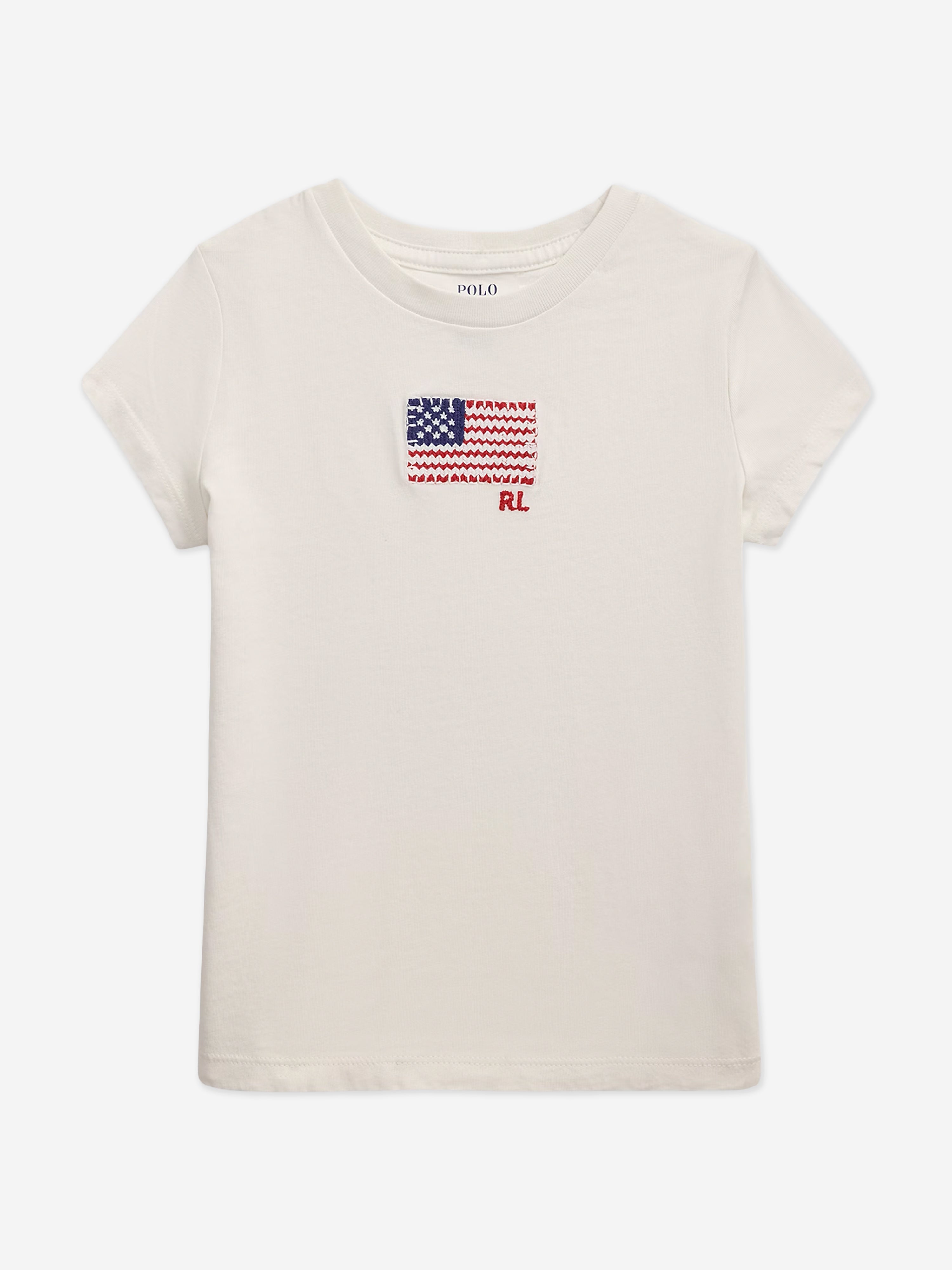 Ralph Lauren Girls Jersey Flag T-Shirt in White