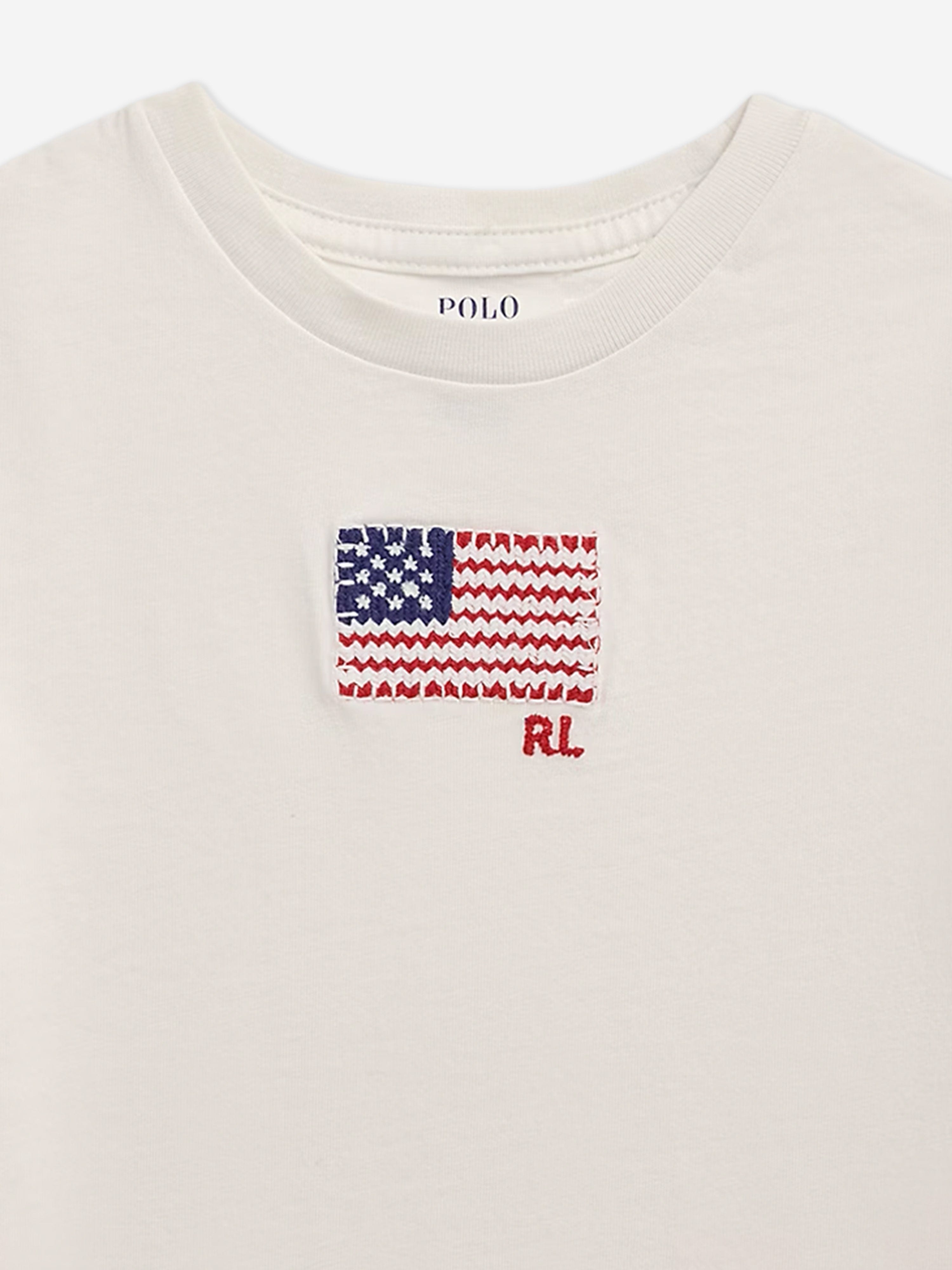 Ralph Lauren Girls Jersey Flag T-Shirt in White