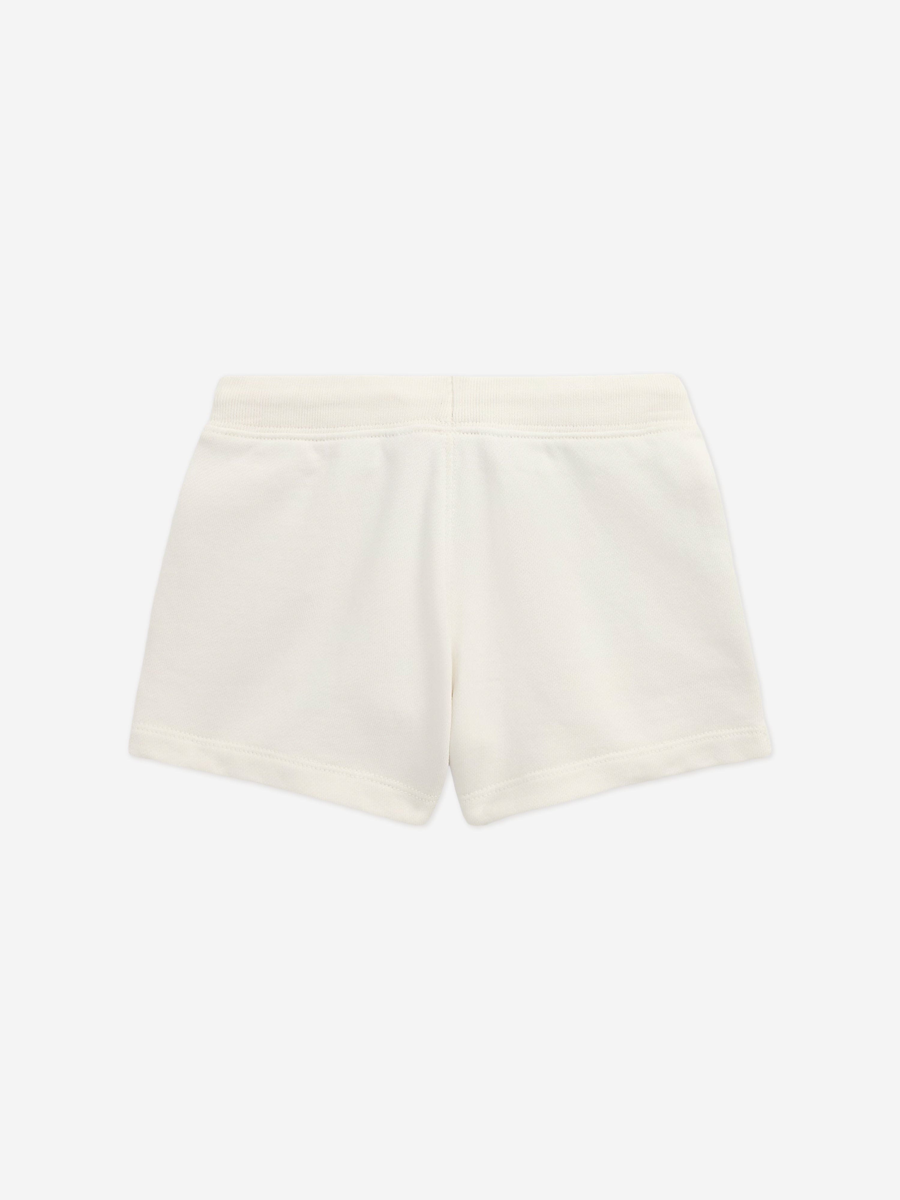 Ralph Lauren Girls Loopback Terry Flag Shorts in Ivory