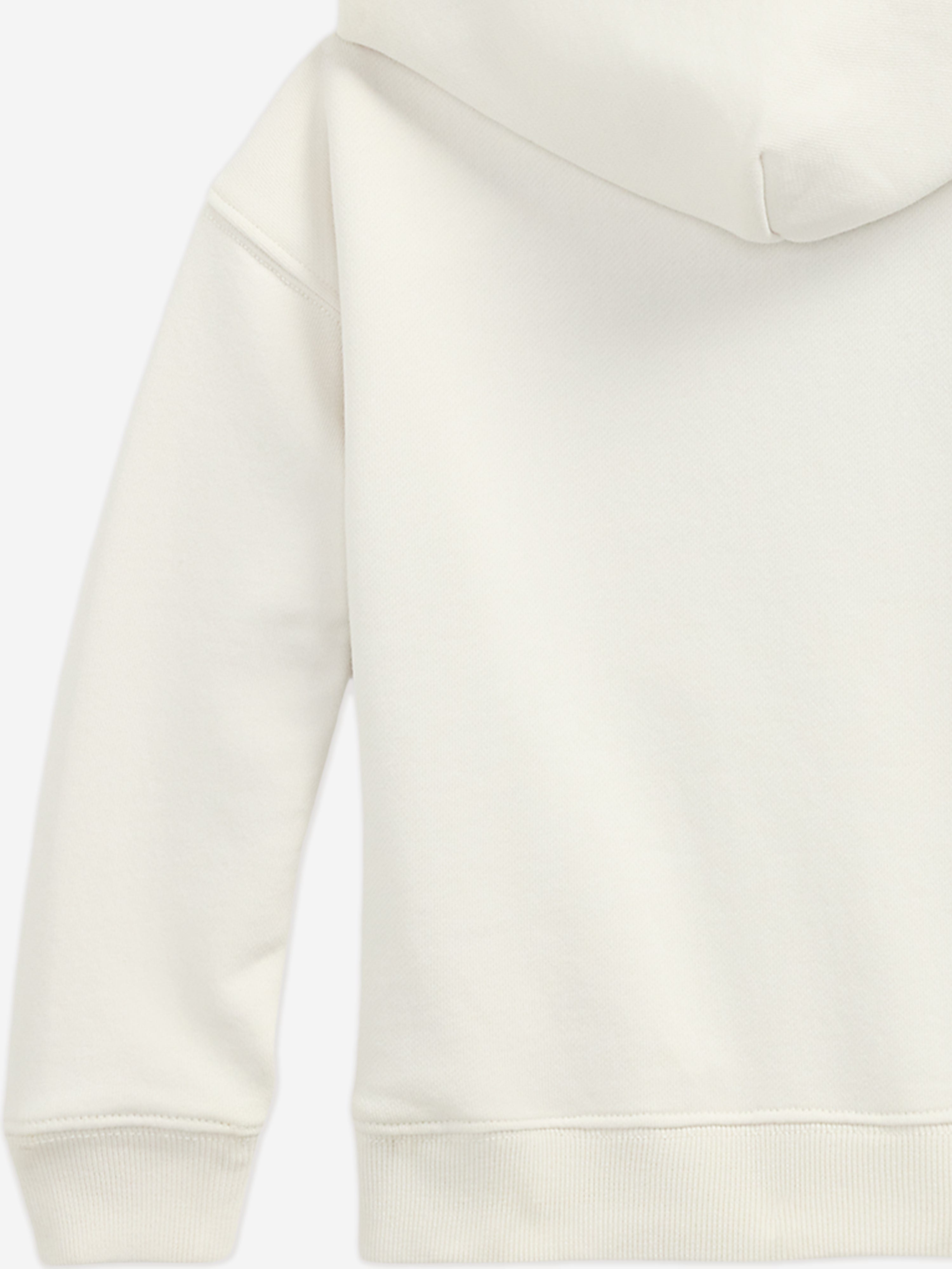 Ralph Lauren Girls Loopback Terry Flag Hoodie in Ivory