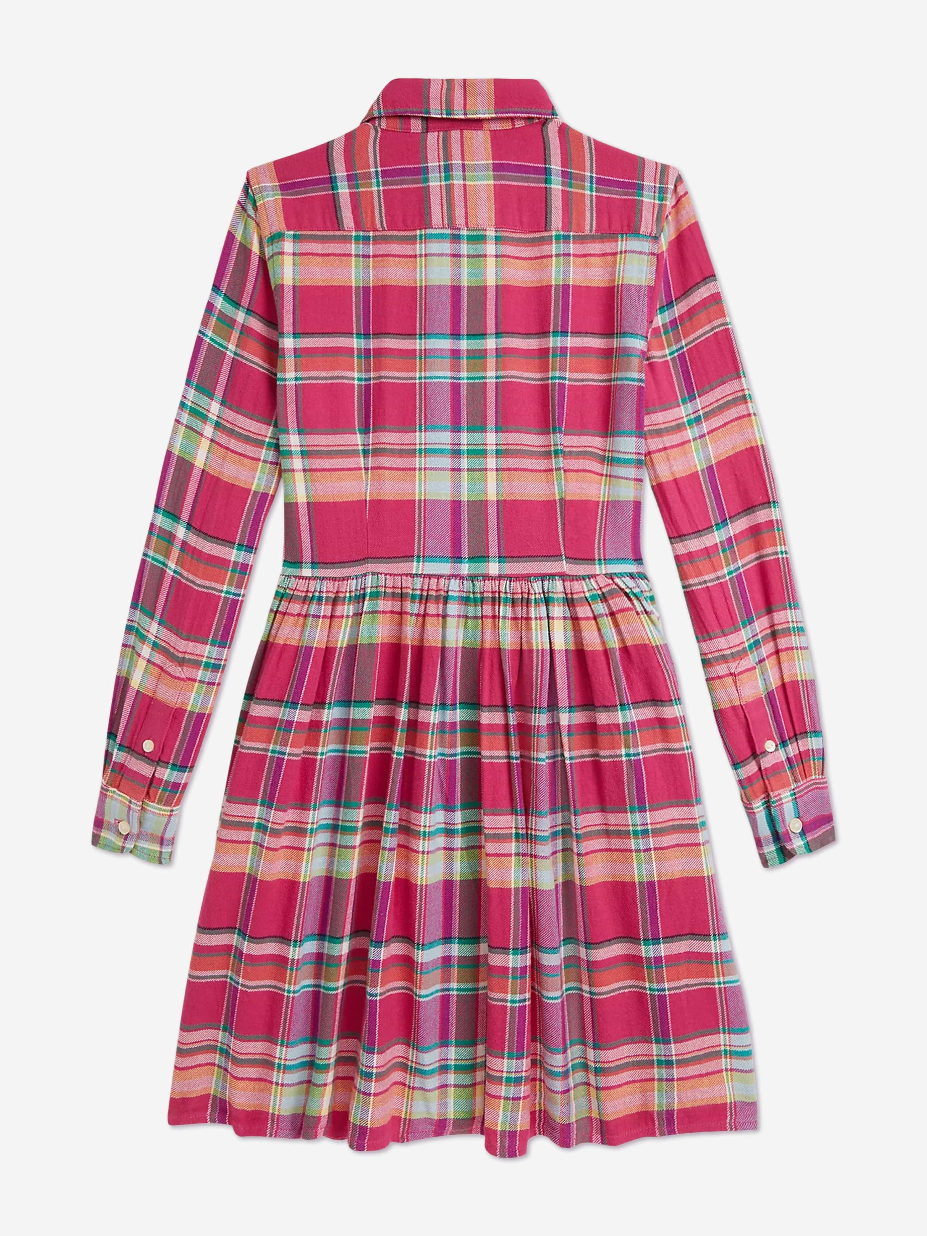 Ralph Lauren Girls Tartan Shirt Dress in Pink