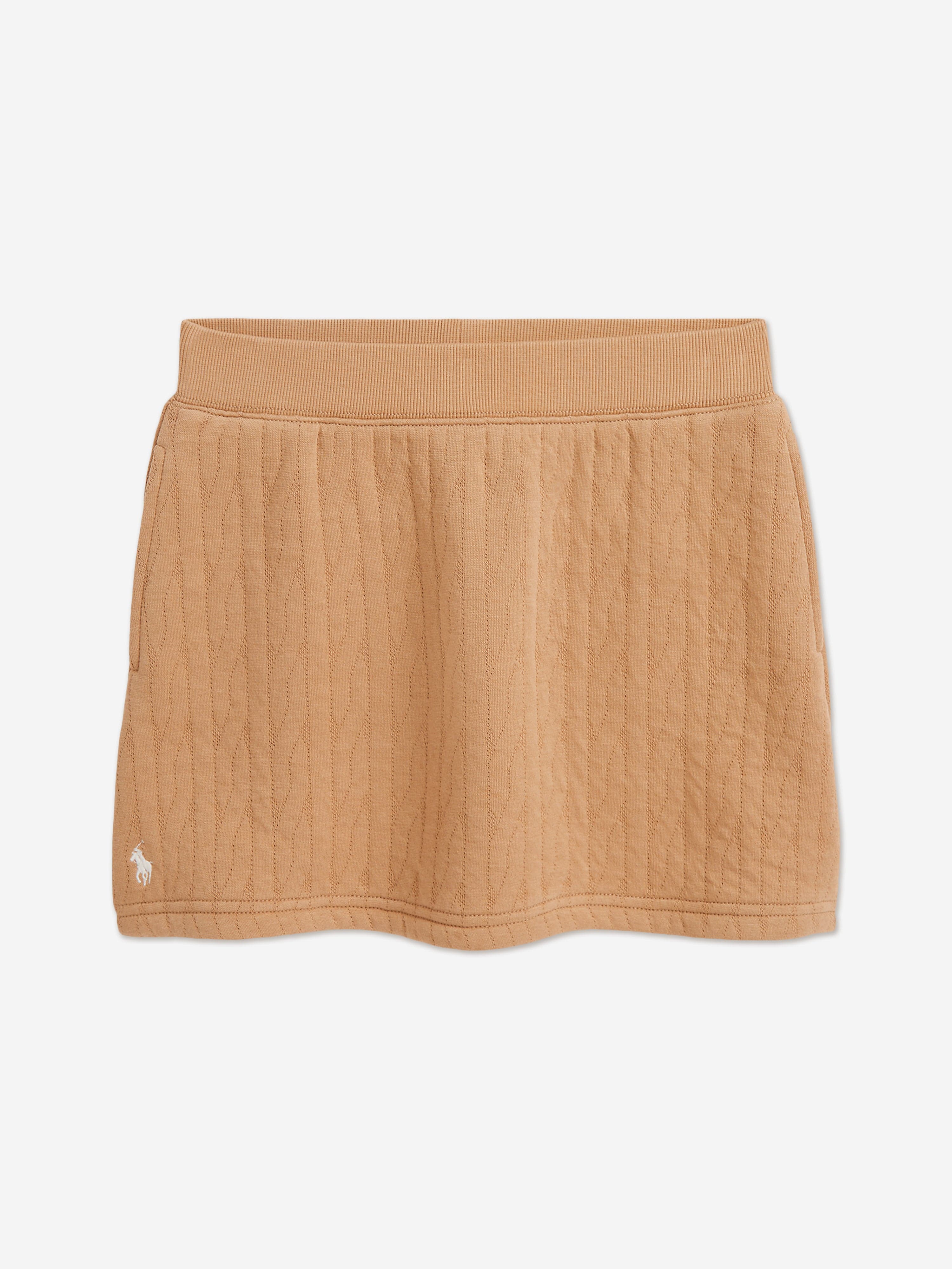 Ralph Lauren Girls Cable Jacquard Knit Skirt in Beige