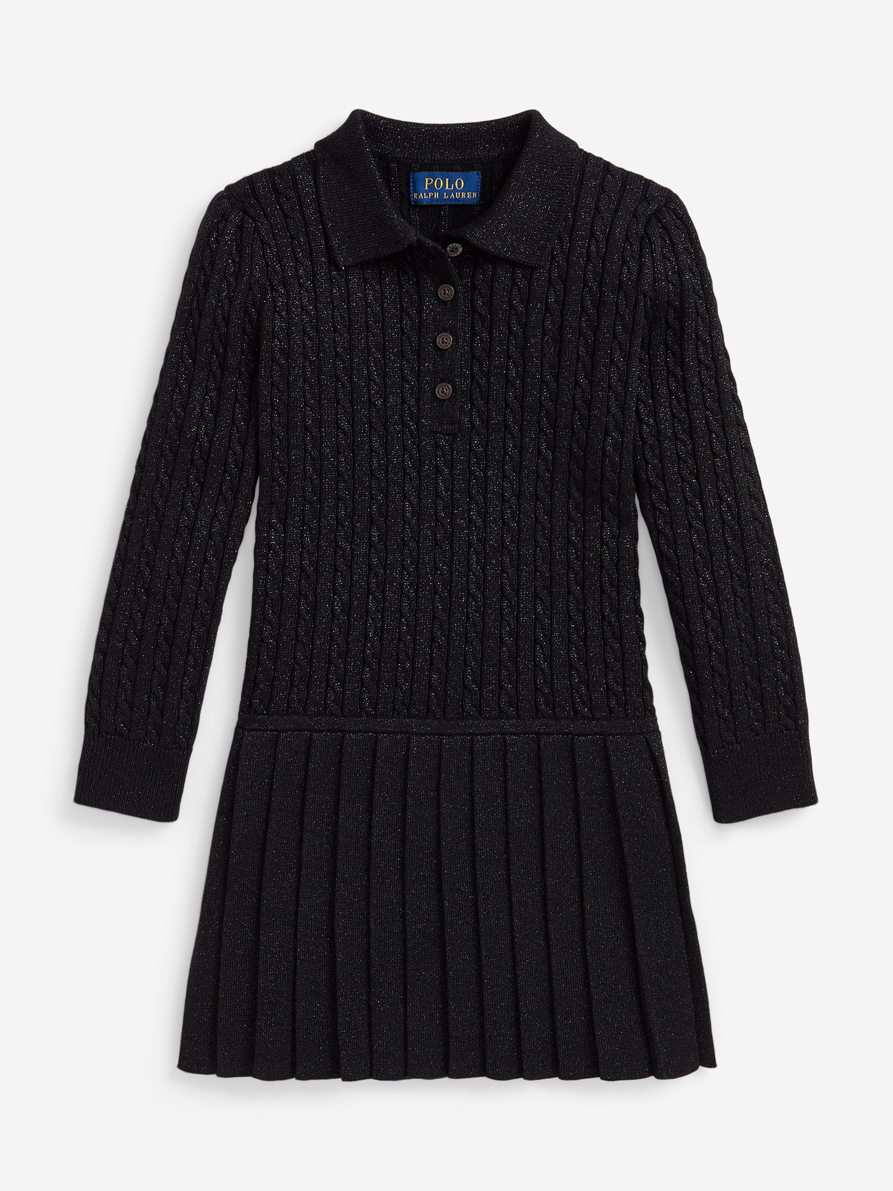 Ralph Lauren Girls Cotton Knit Dress in Black