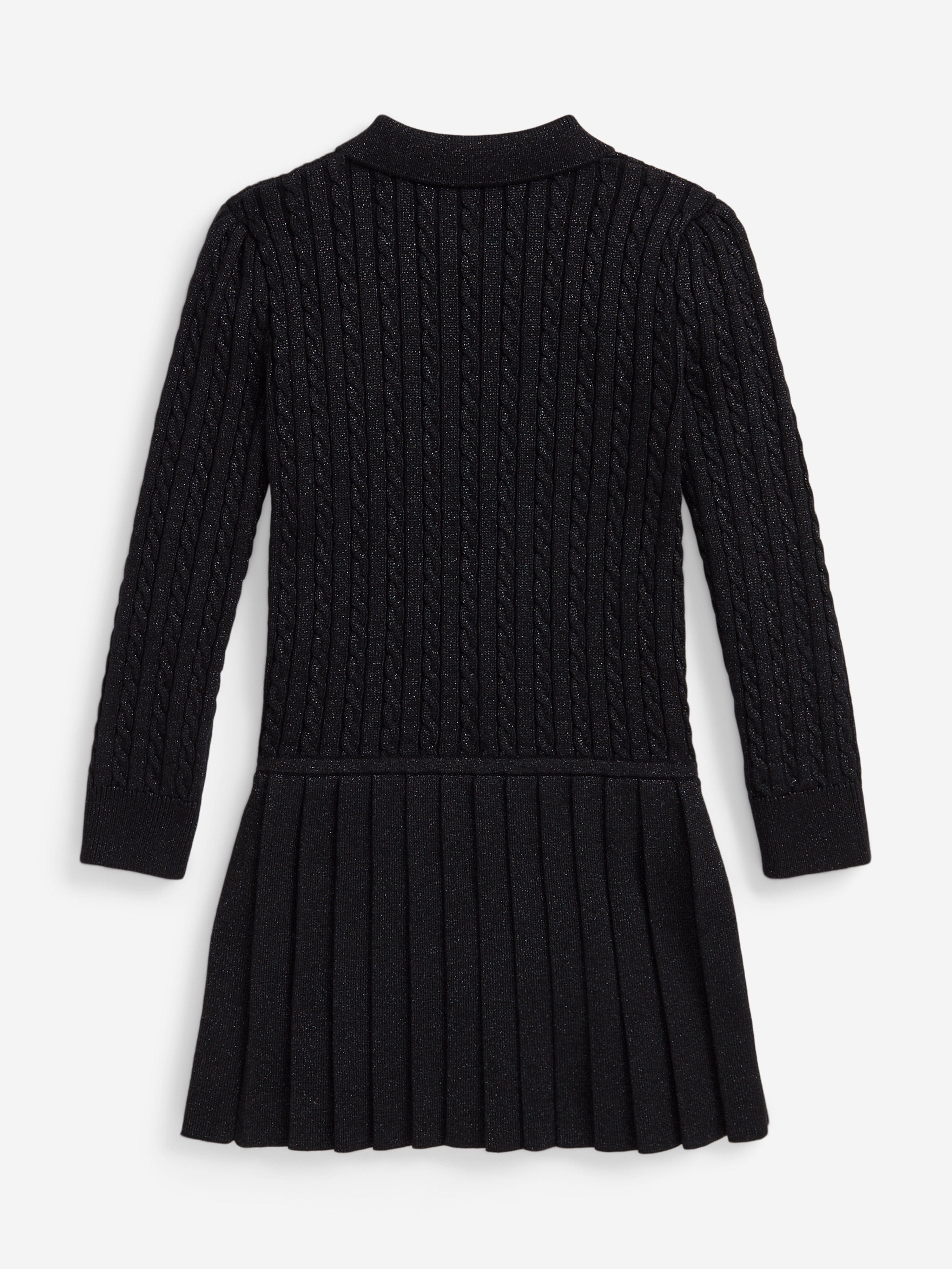 Ralph Lauren Girls Cotton Knit Dress in Black