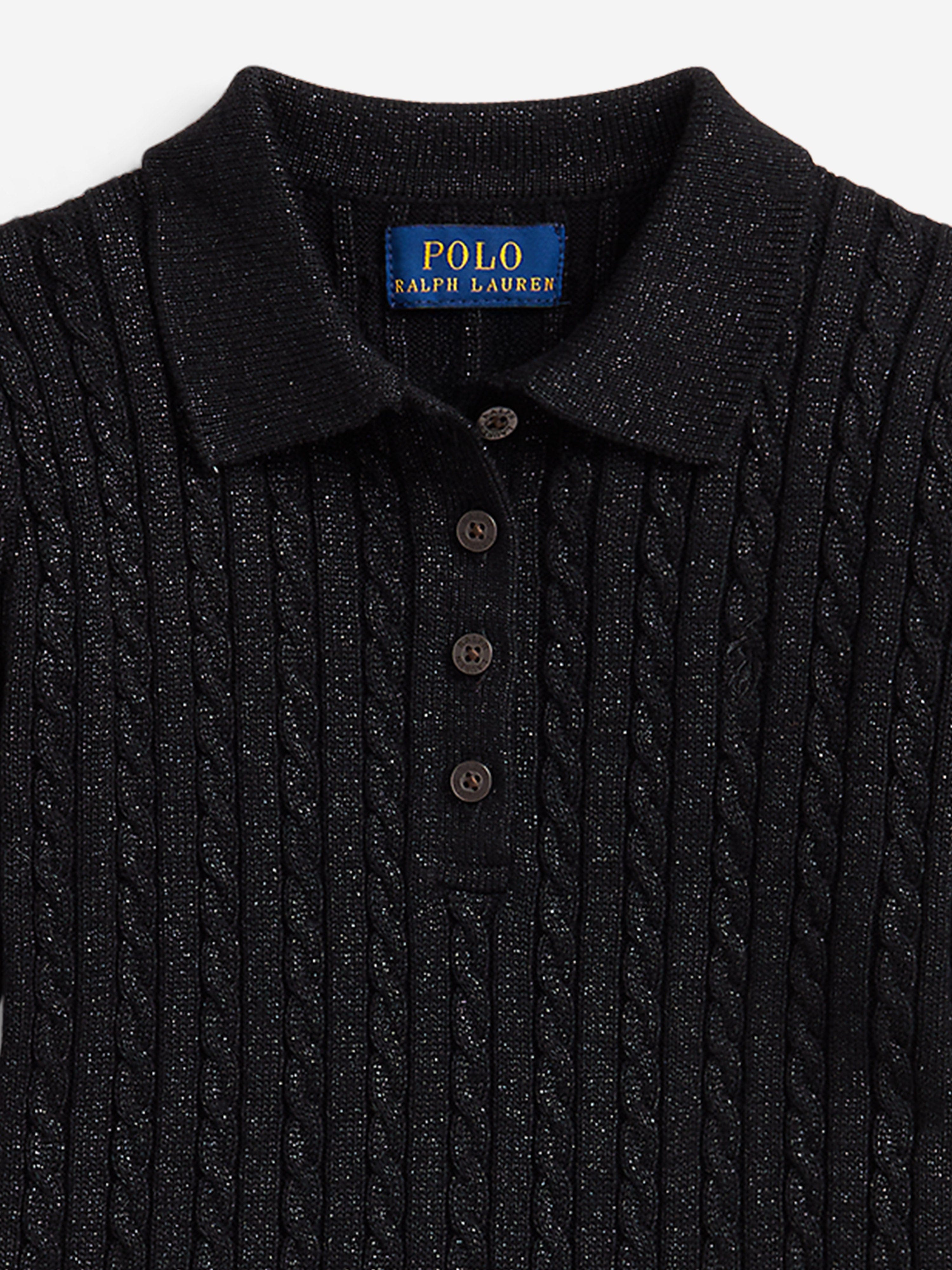 Ralph Lauren Girls Cotton Knit Dress in Black