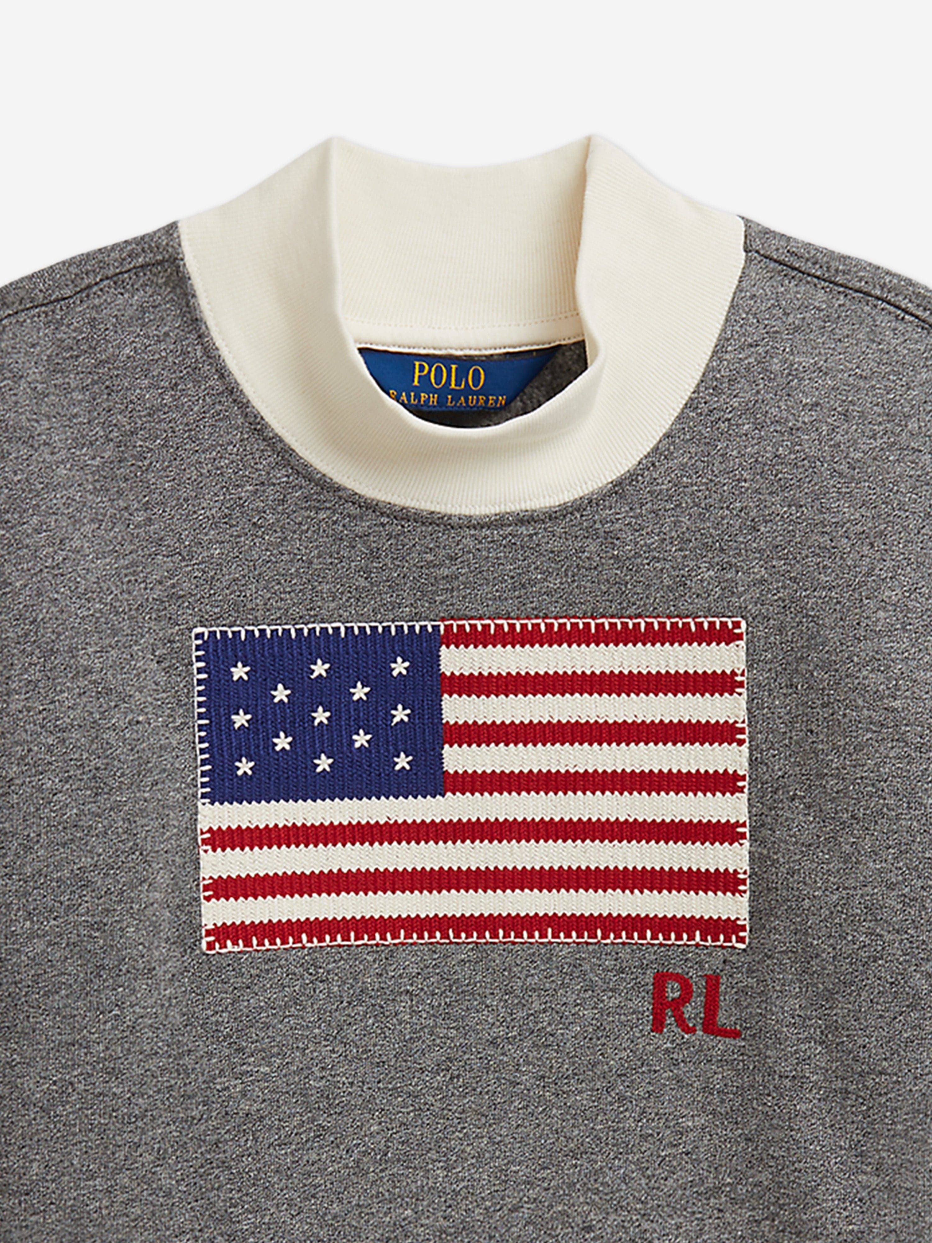 Ralph Lauren Girls USA Flag Sweatshirt in Grey