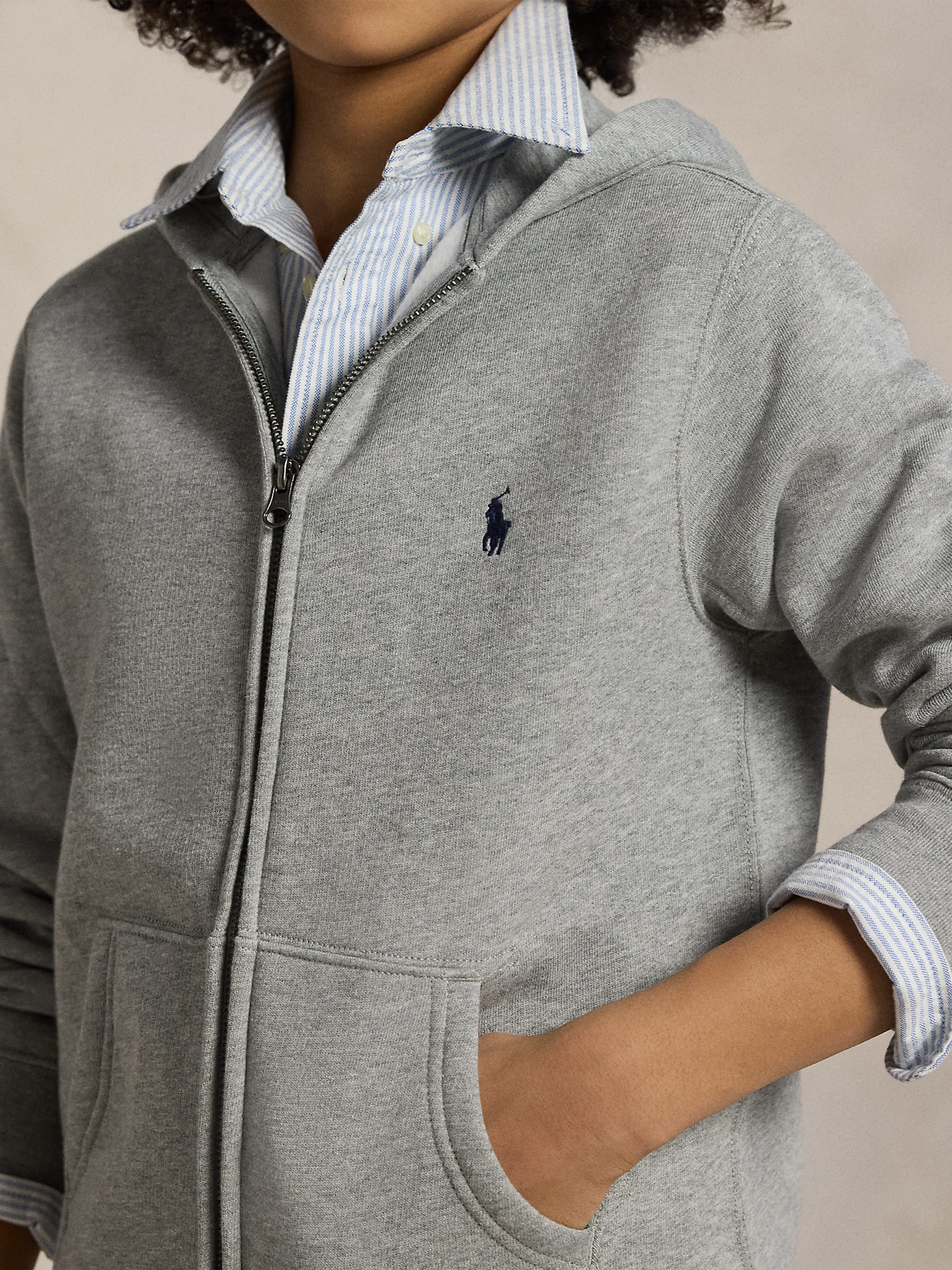 Ralph Lauren Boys Logo Zip Up Top in Grey