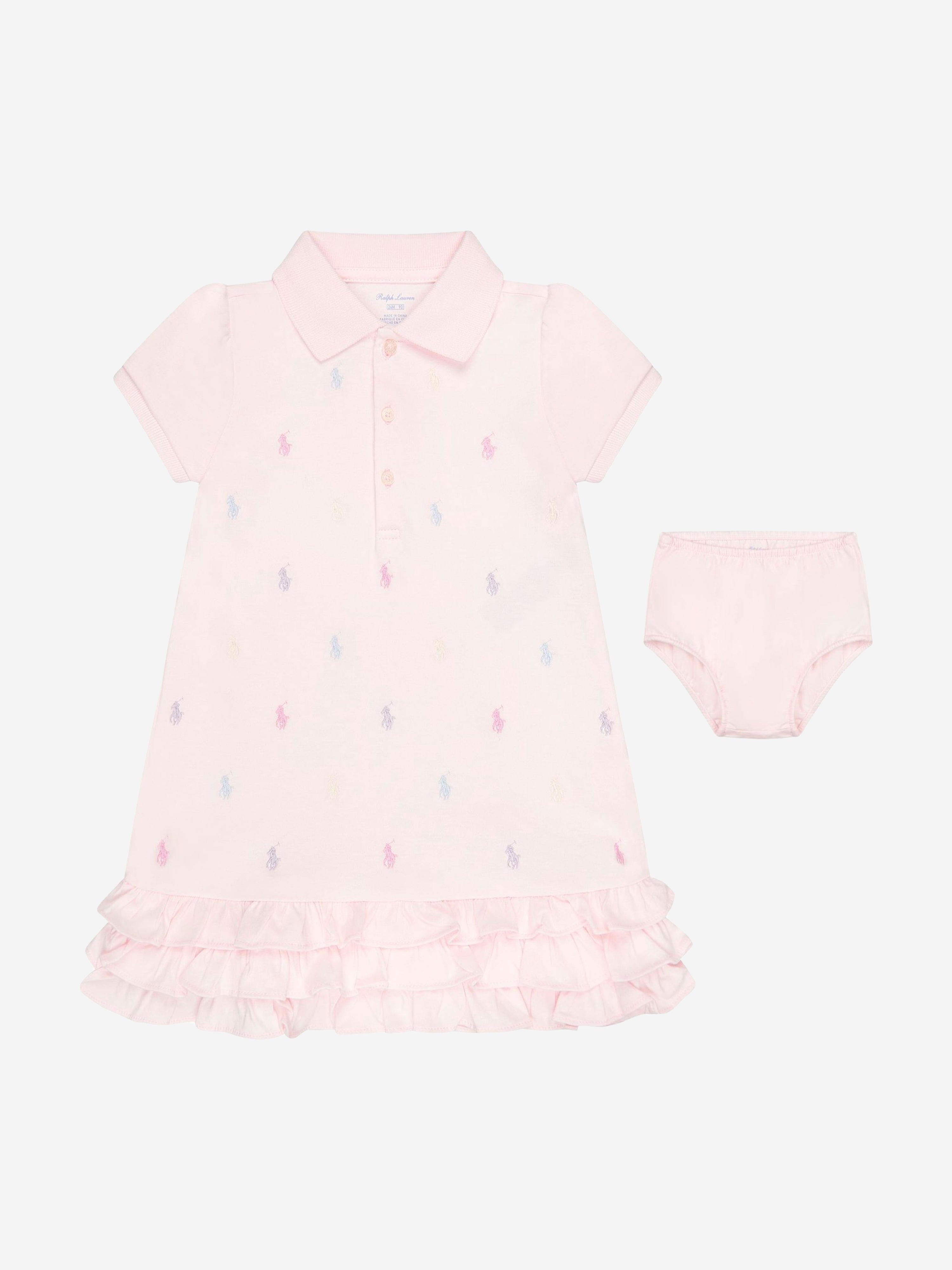 Ralph Lauren Baby Girls Schiffli Dress in Pink