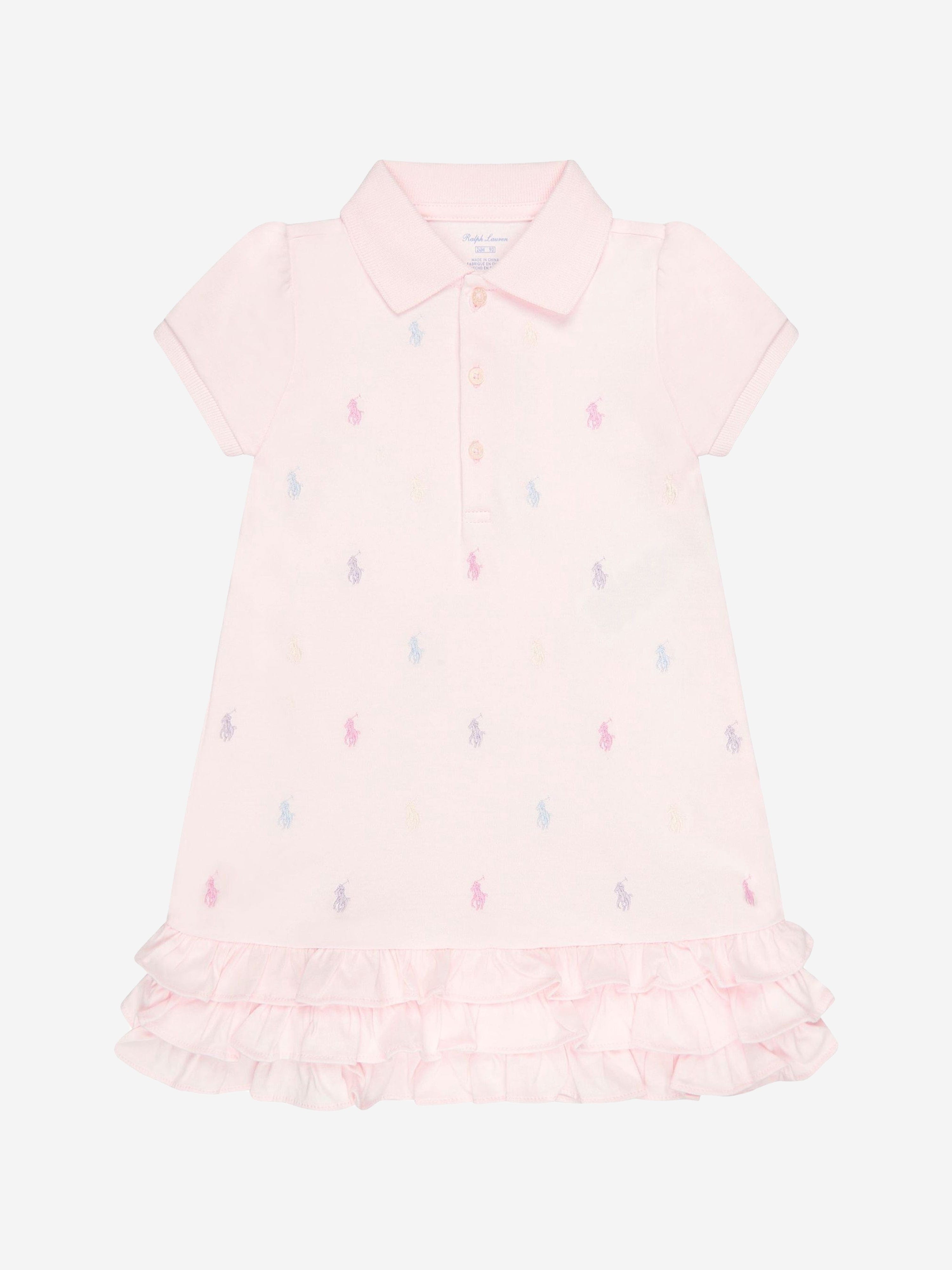 Ralph Lauren Baby Girls Schiffli Dress in Pink