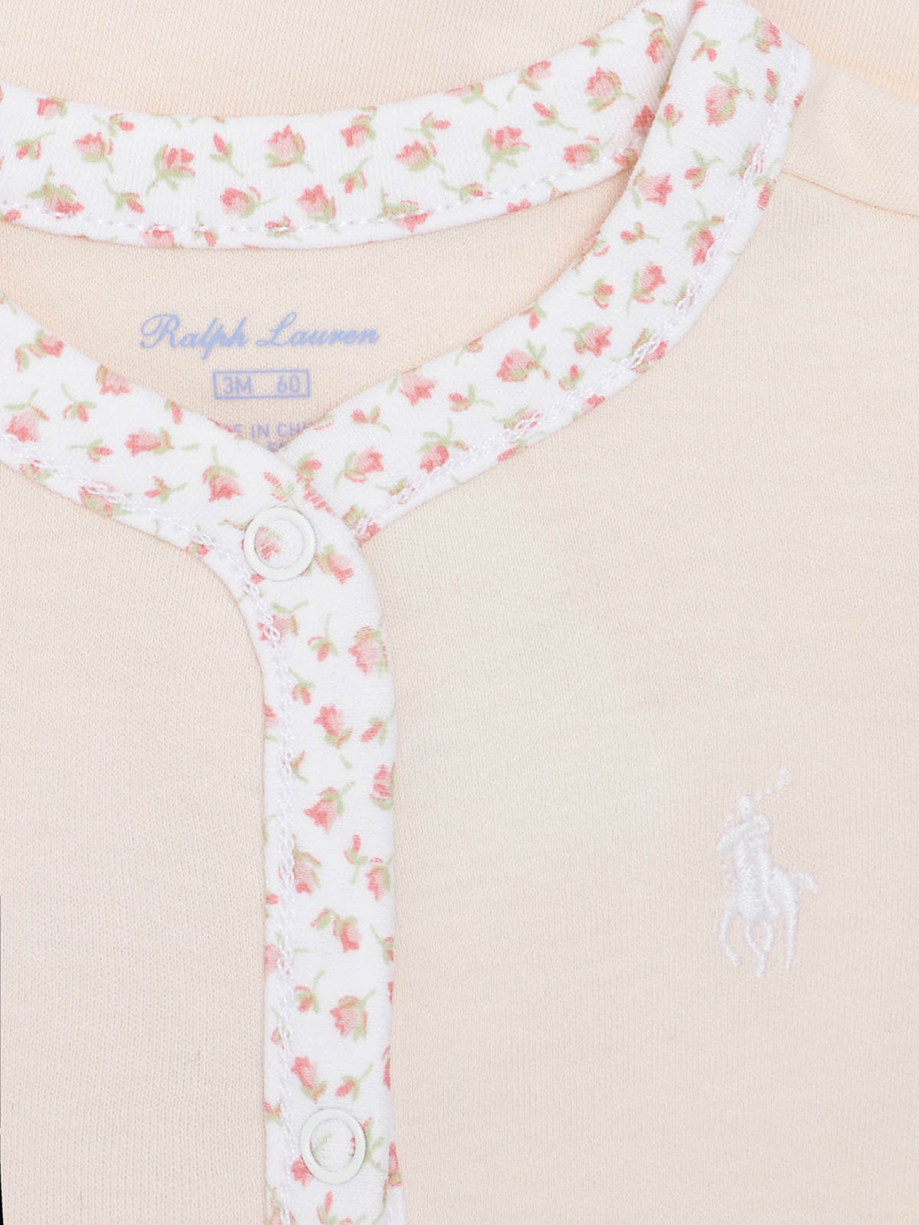 Ralph Lauren Baby Girls Cotton Babygrow in Pink