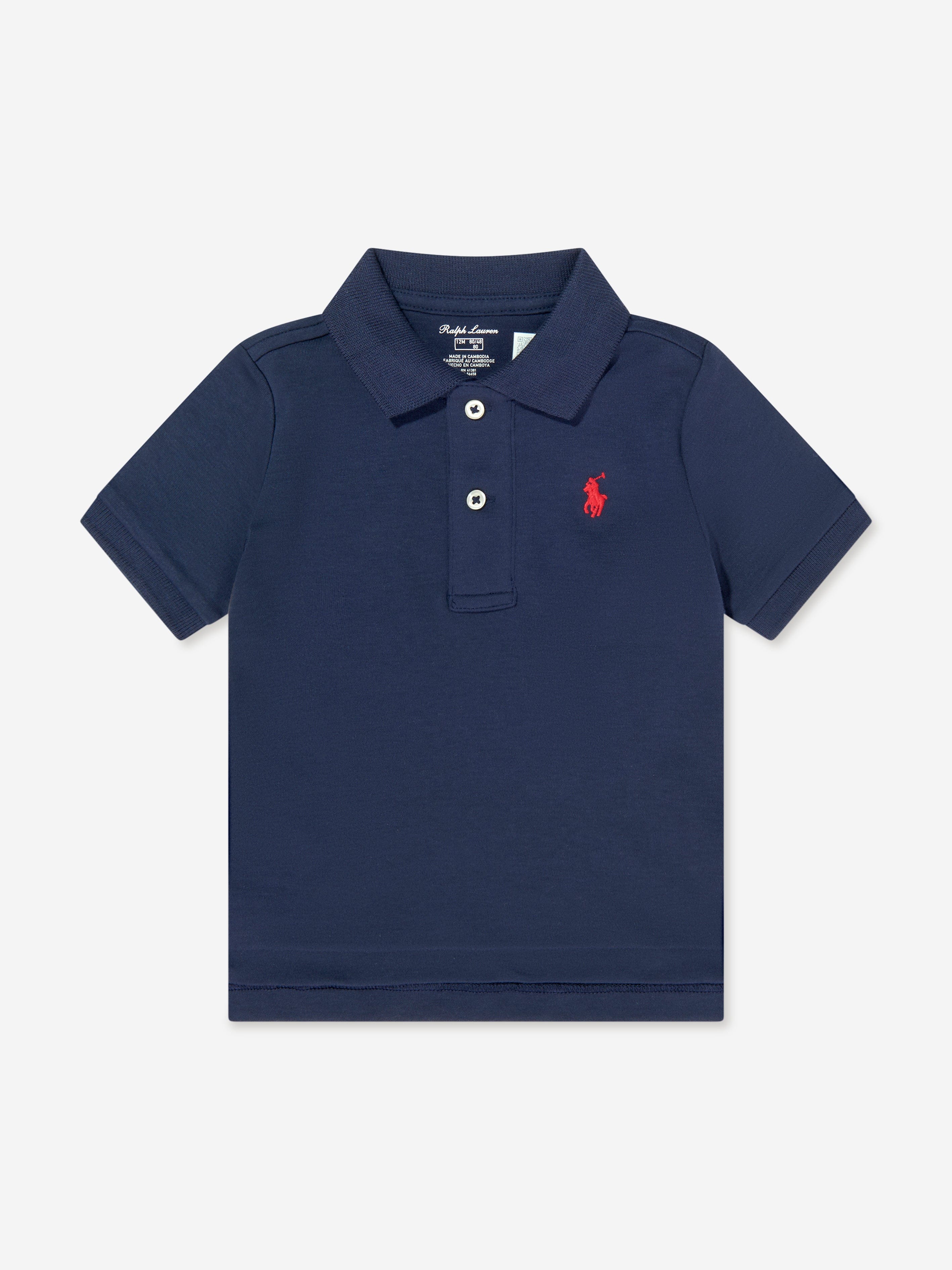 Ralph Lauren Baby Boys Logo Polo Shirt in Navy