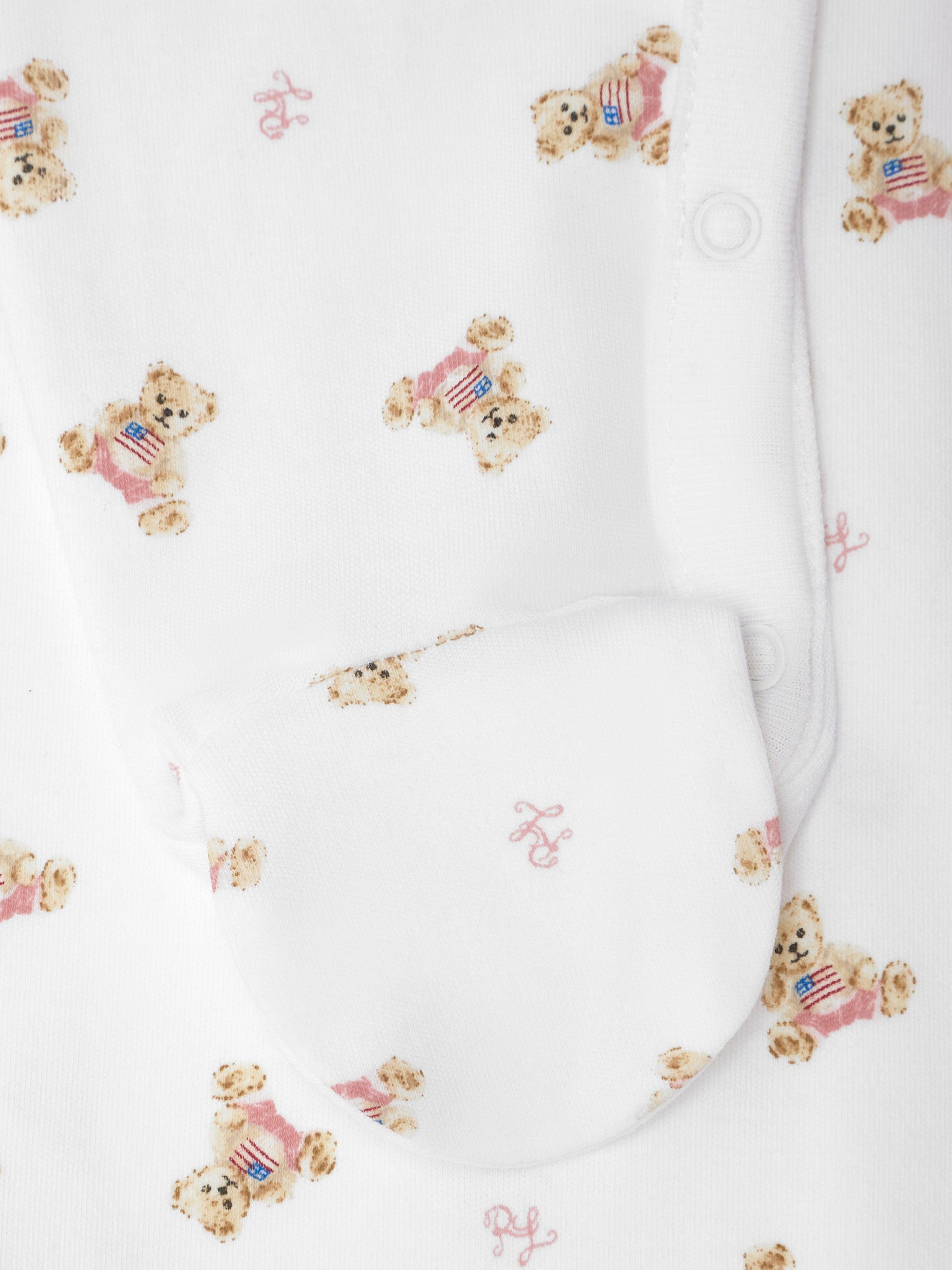 Ralph Lauren Baby Girls Bear Babygrow in White