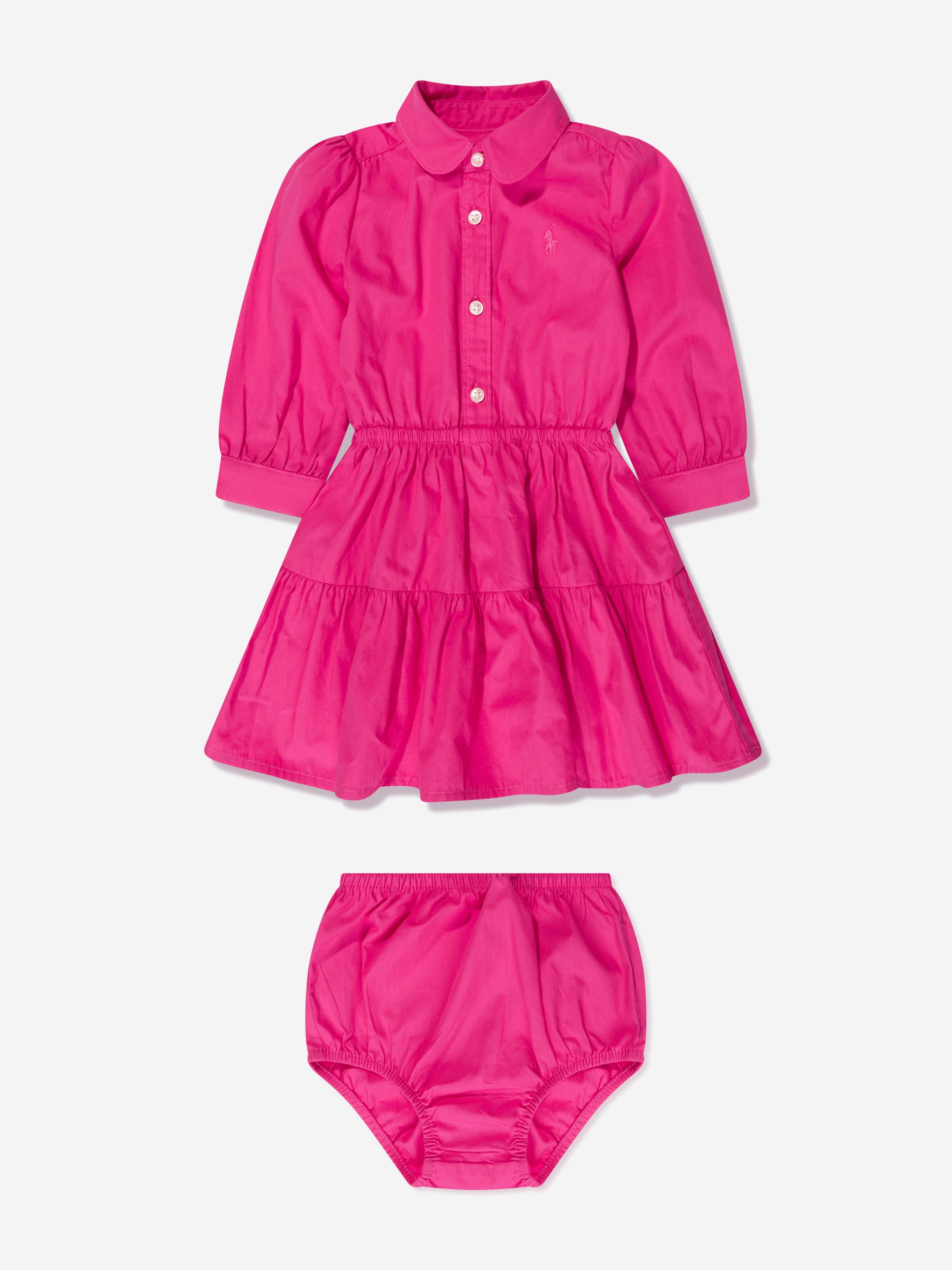 Ralph Lauren Girls Tiered Shirt Dress in Pink