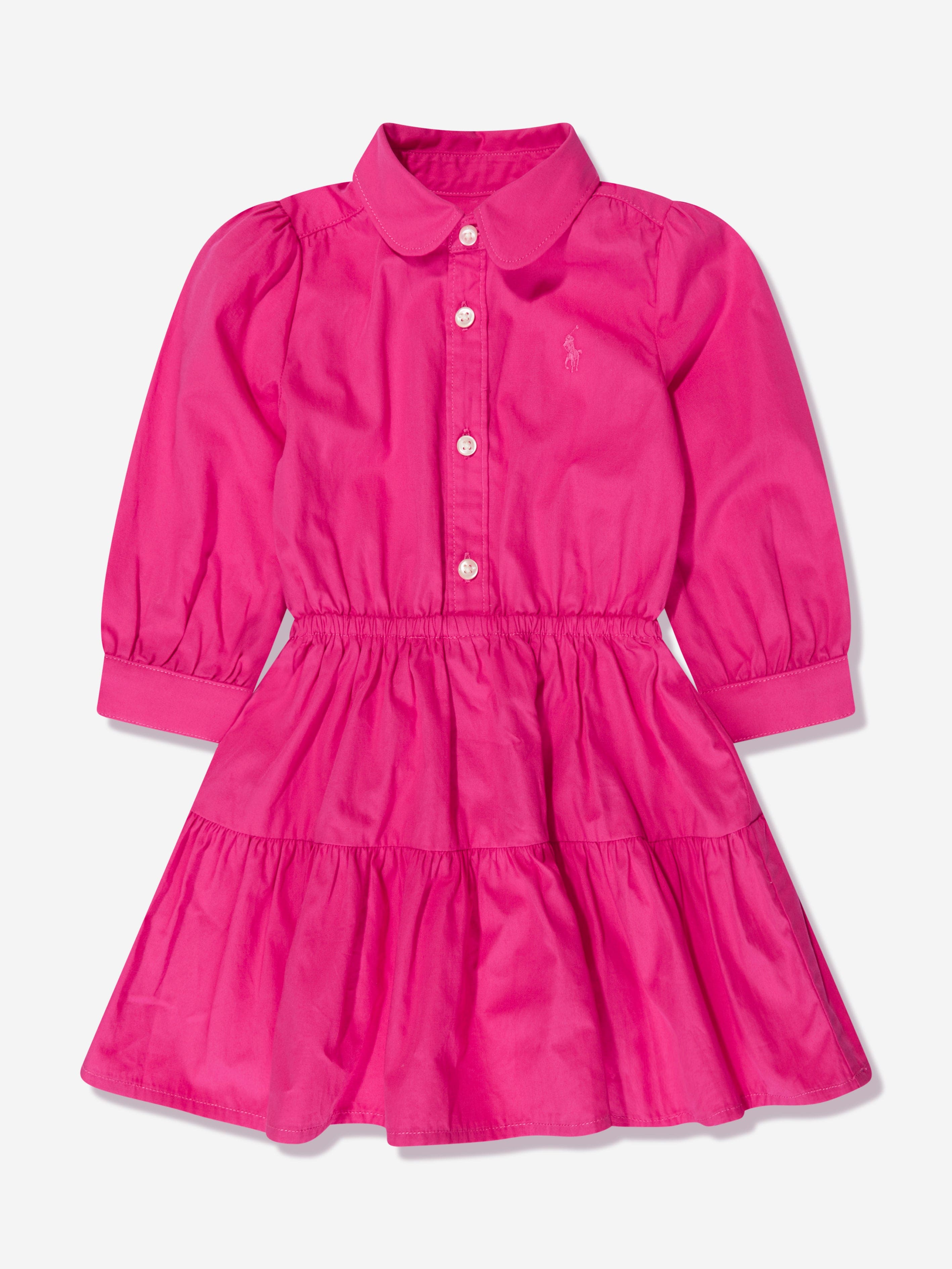 Ralph Lauren Girls Tiered Shirt Dress in Pink