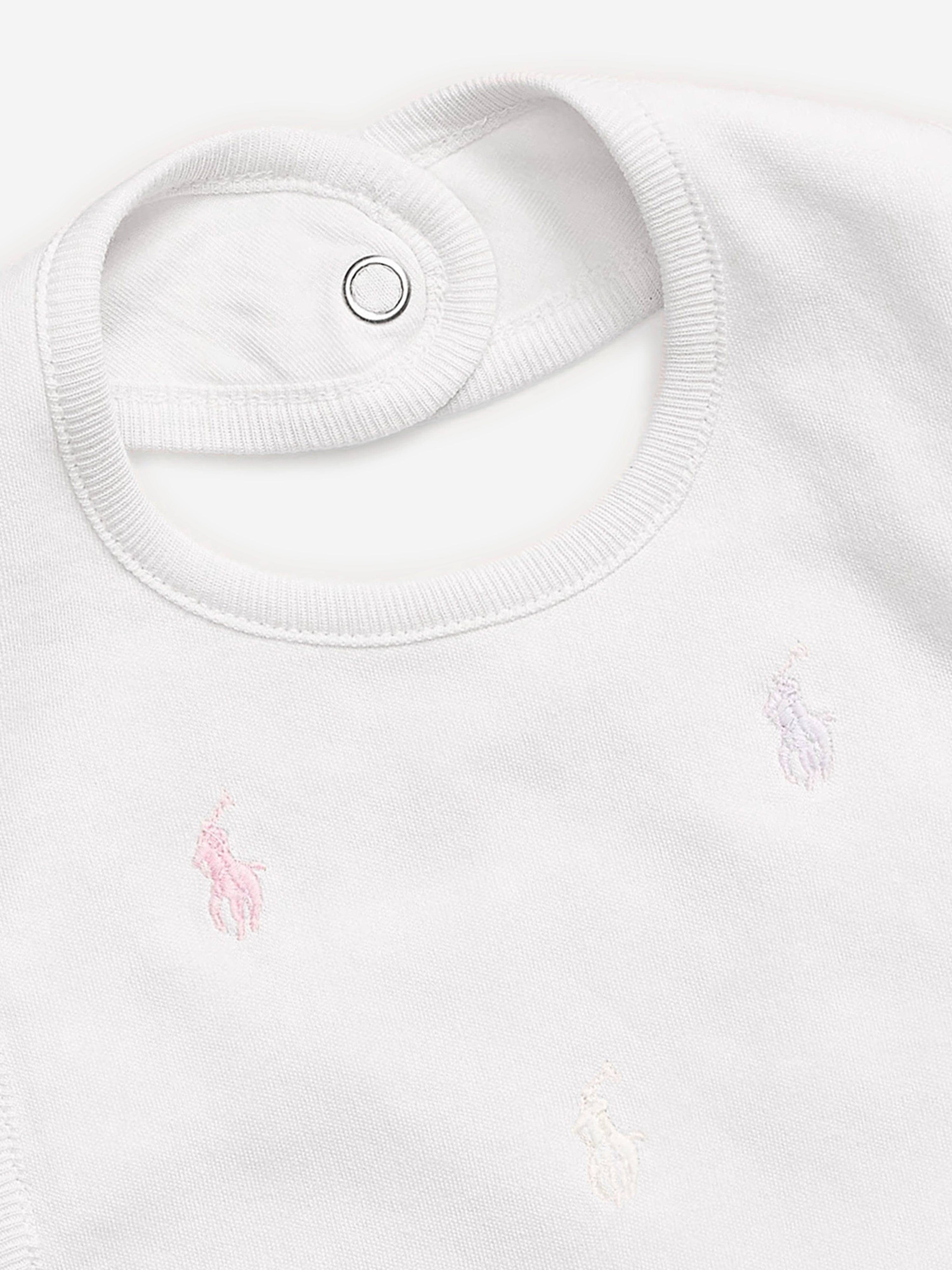 Ralph Lauren Baby Girls Logo Bib in White