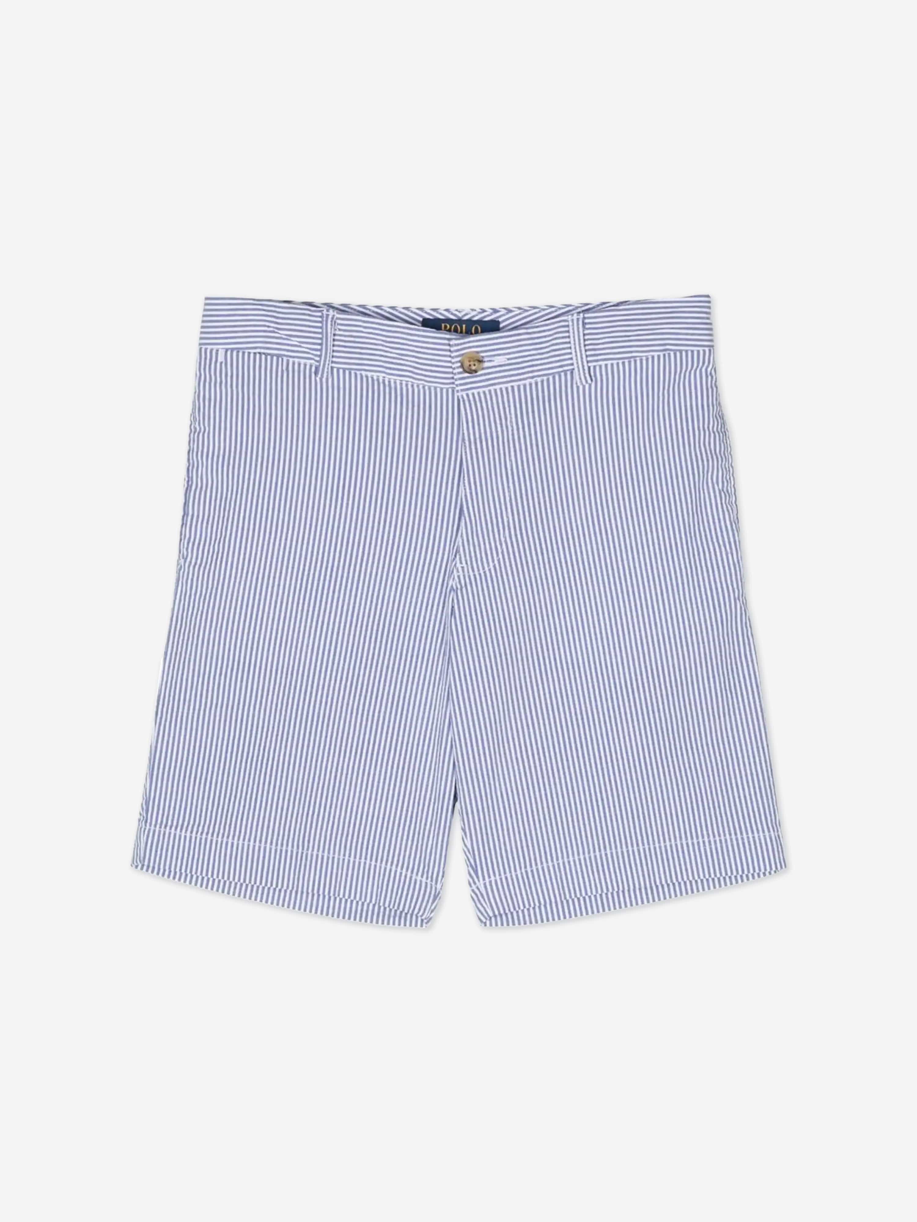 Ralph Lauren Boys Seersucker Preppy Shorts in Blue