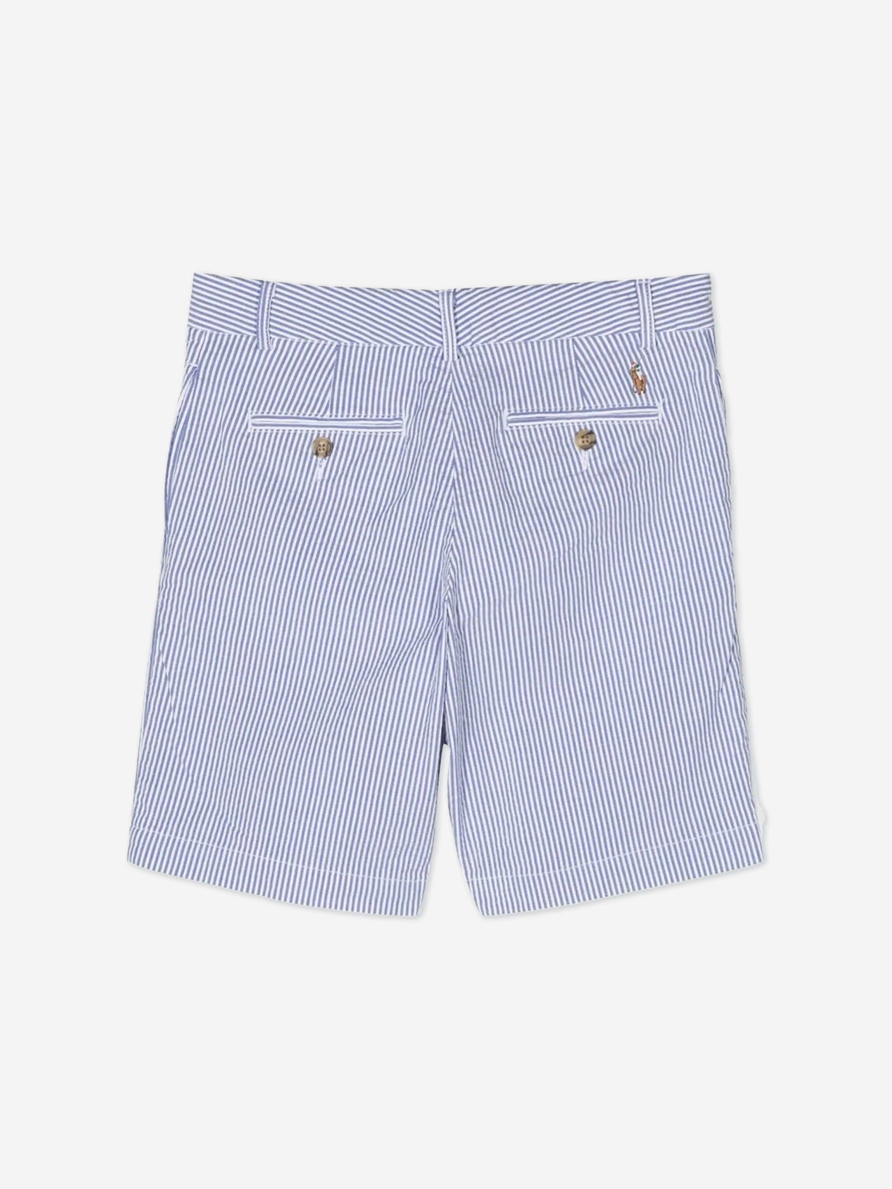 Ralph Lauren Boys Seersucker Preppy Shorts in Blue