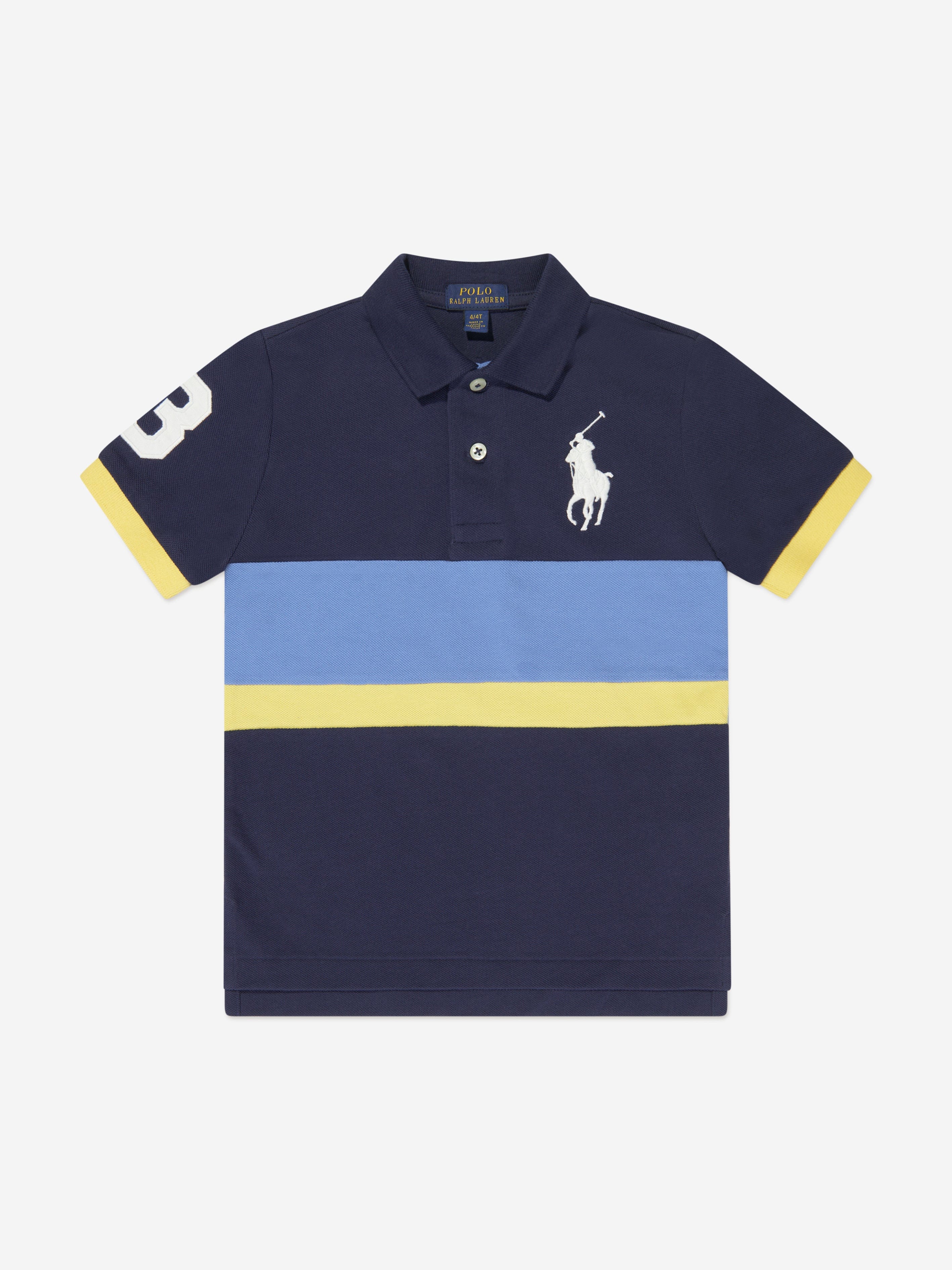 Ralph Lauren Boys Striped Polo Shirt in Navy