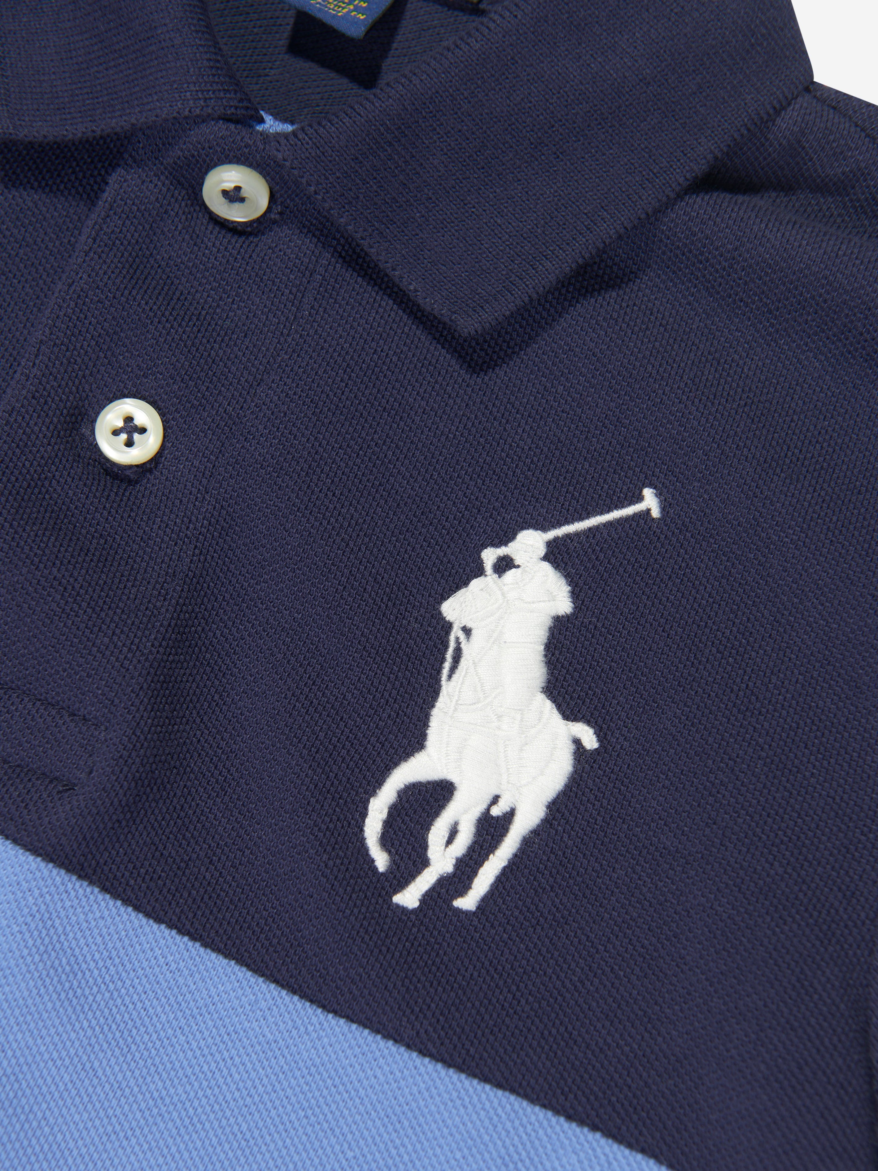 Ralph Lauren Boys Striped Polo Shirt in Navy