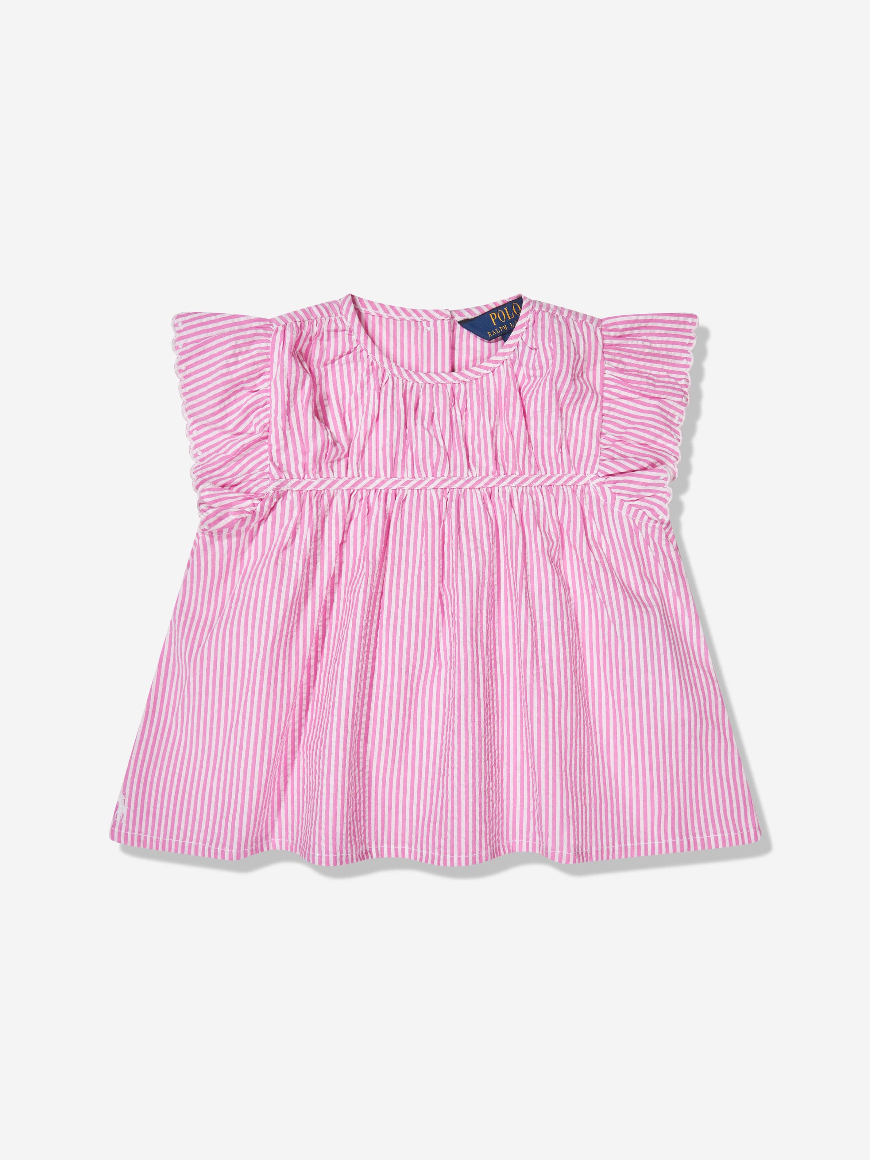 Ralph Lauren Girls Striped Blouse in Pink