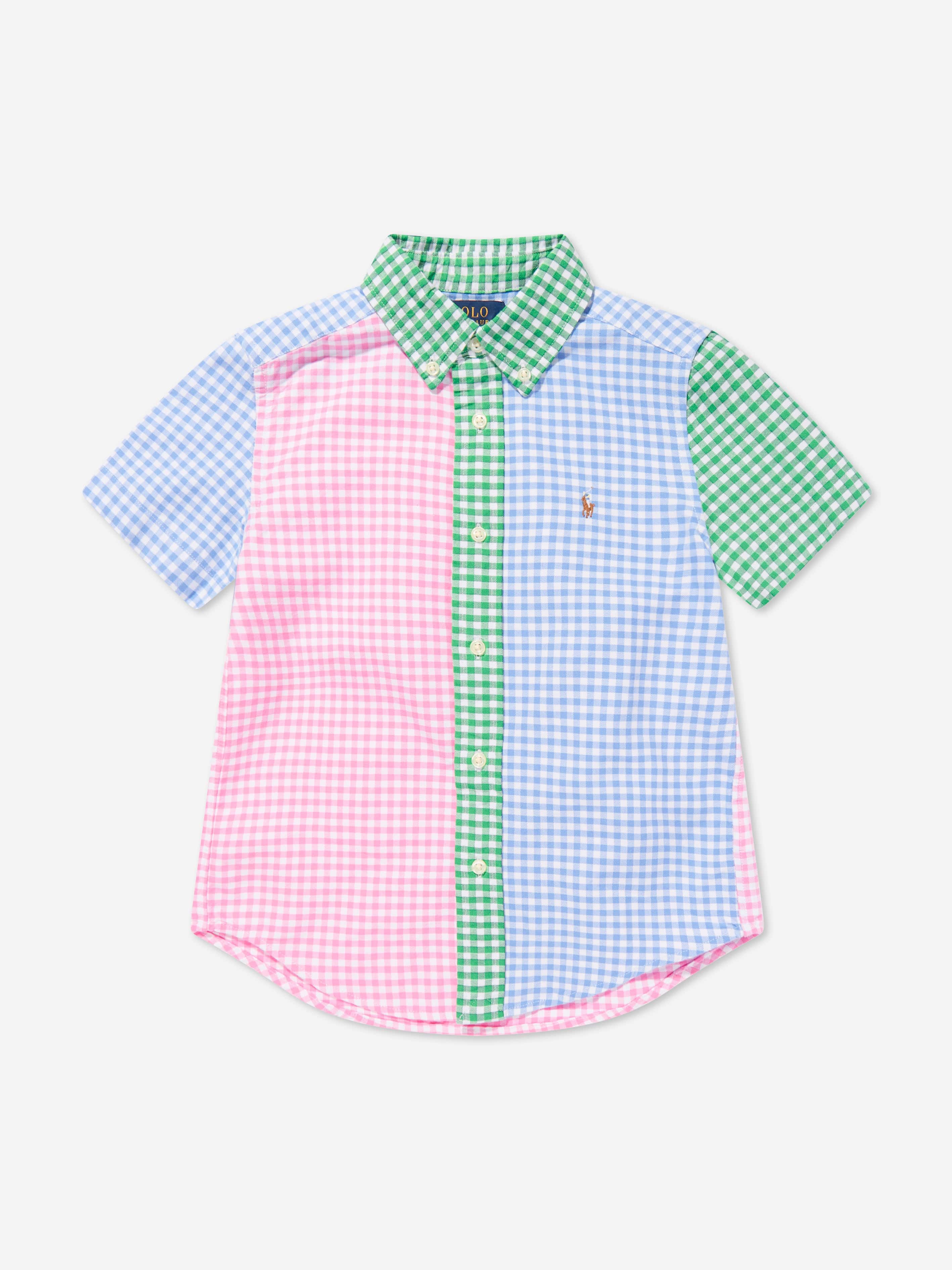 Ralph Lauren Boys Gingham Short Sleeve Shirt in Multicolour