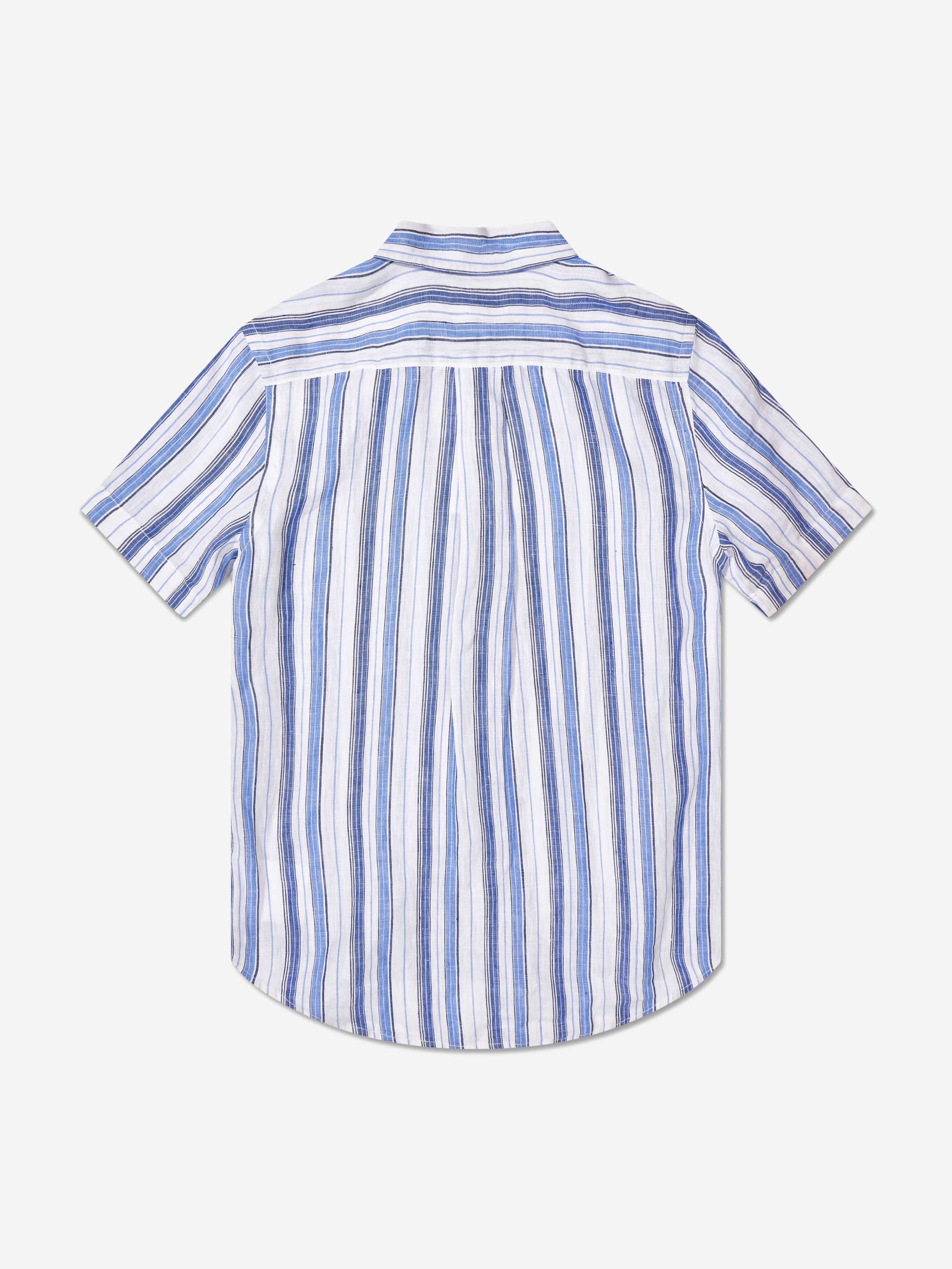 Ralph Lauren Boys Striped Short Sleeve Shirt in Blue