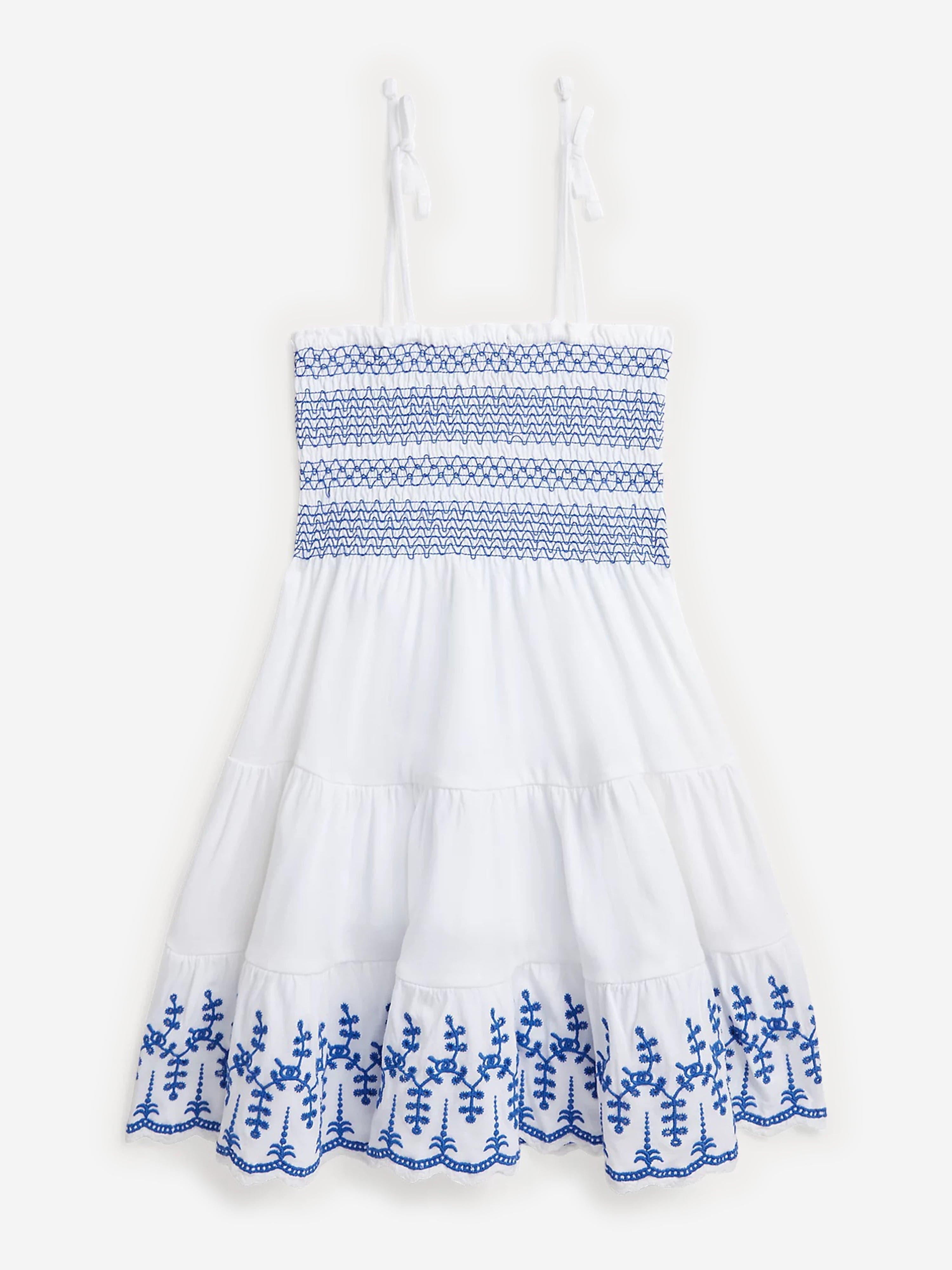 Ralph Lauren Girls Eyelet Embroidered Strap Dress in White