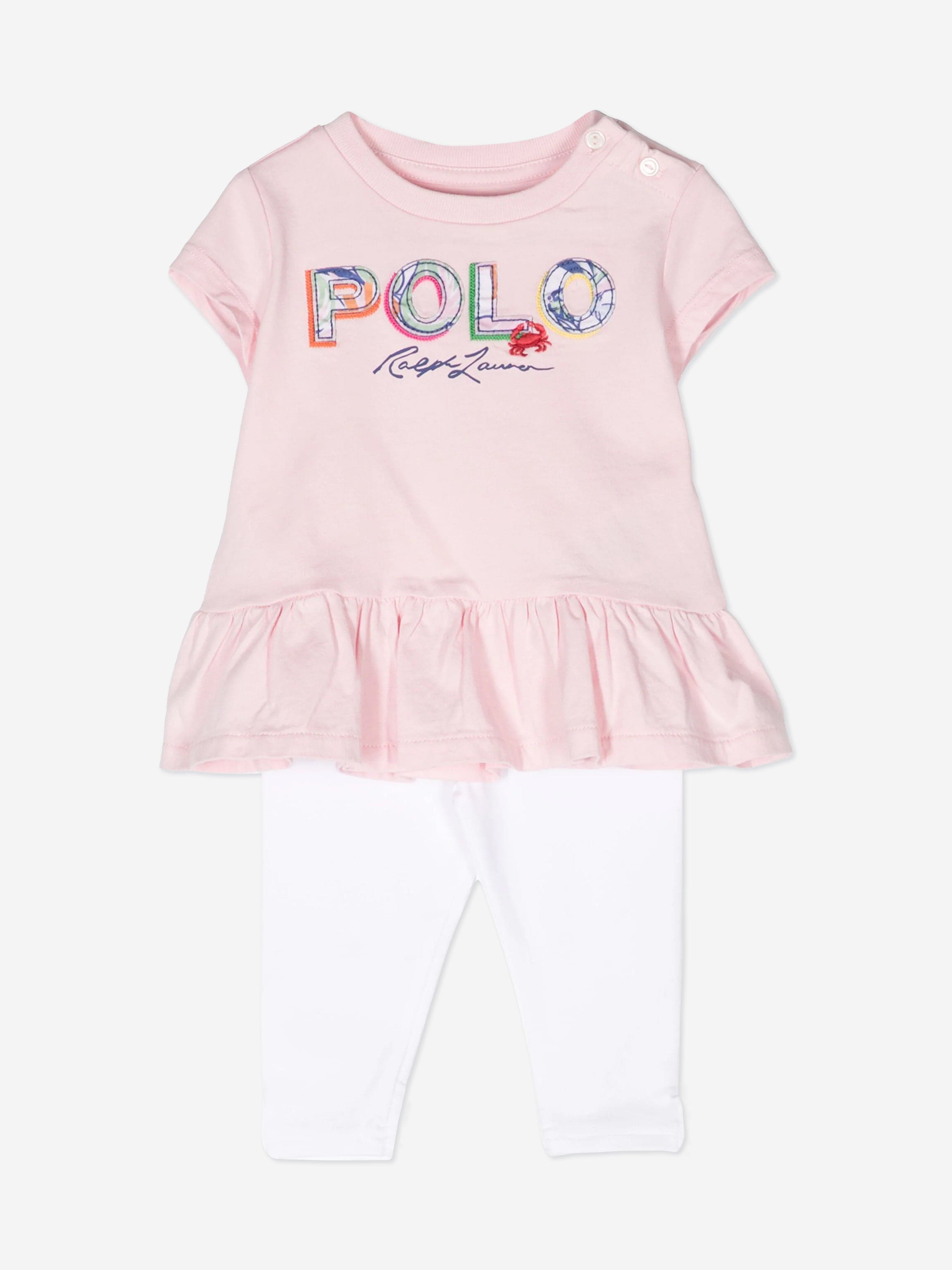 Ralph Lauren Baby Girls Polo Leggings Set in Pink