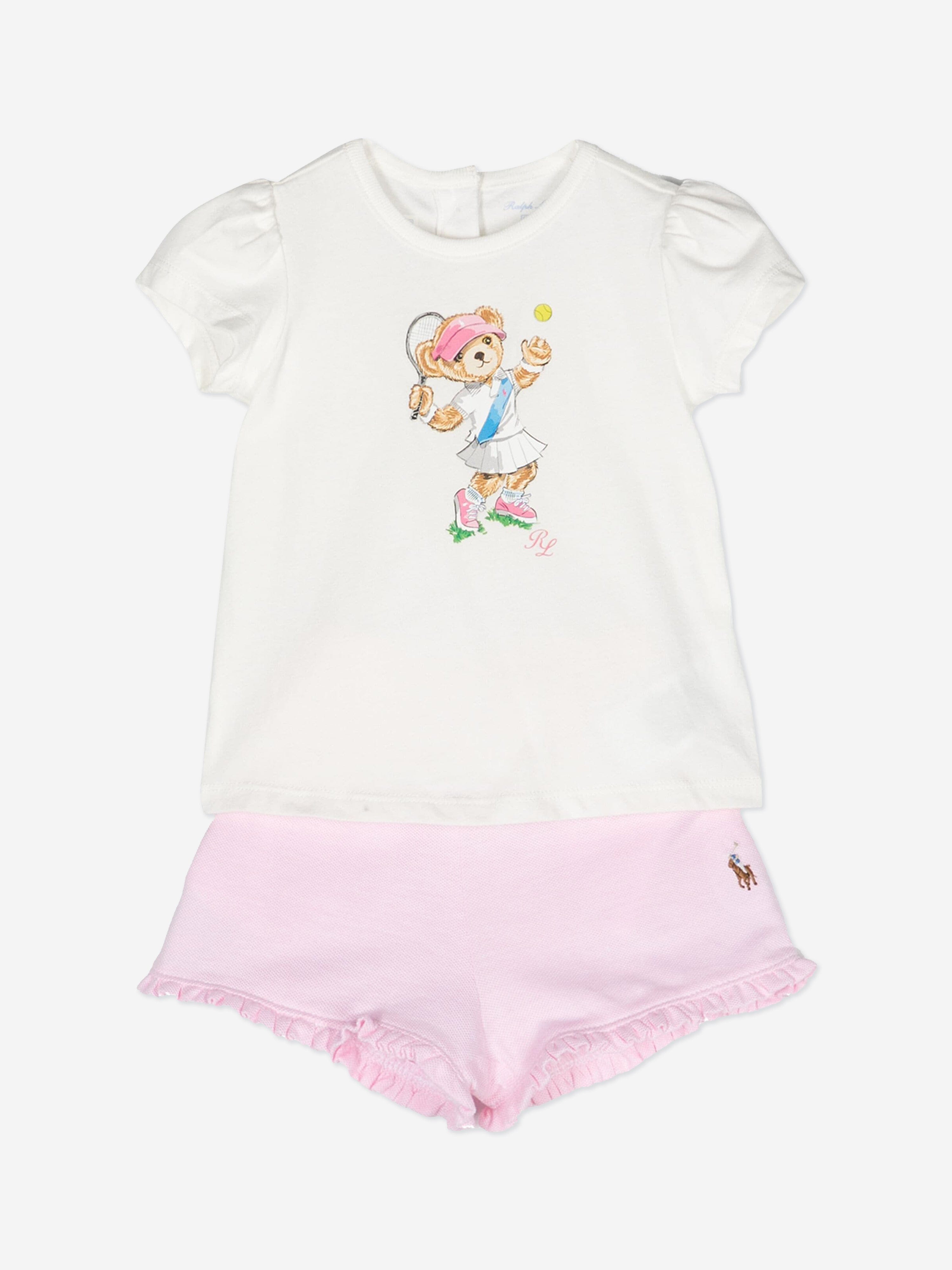 Ralph Lauren Baby Girls Bear Short Set in Pink