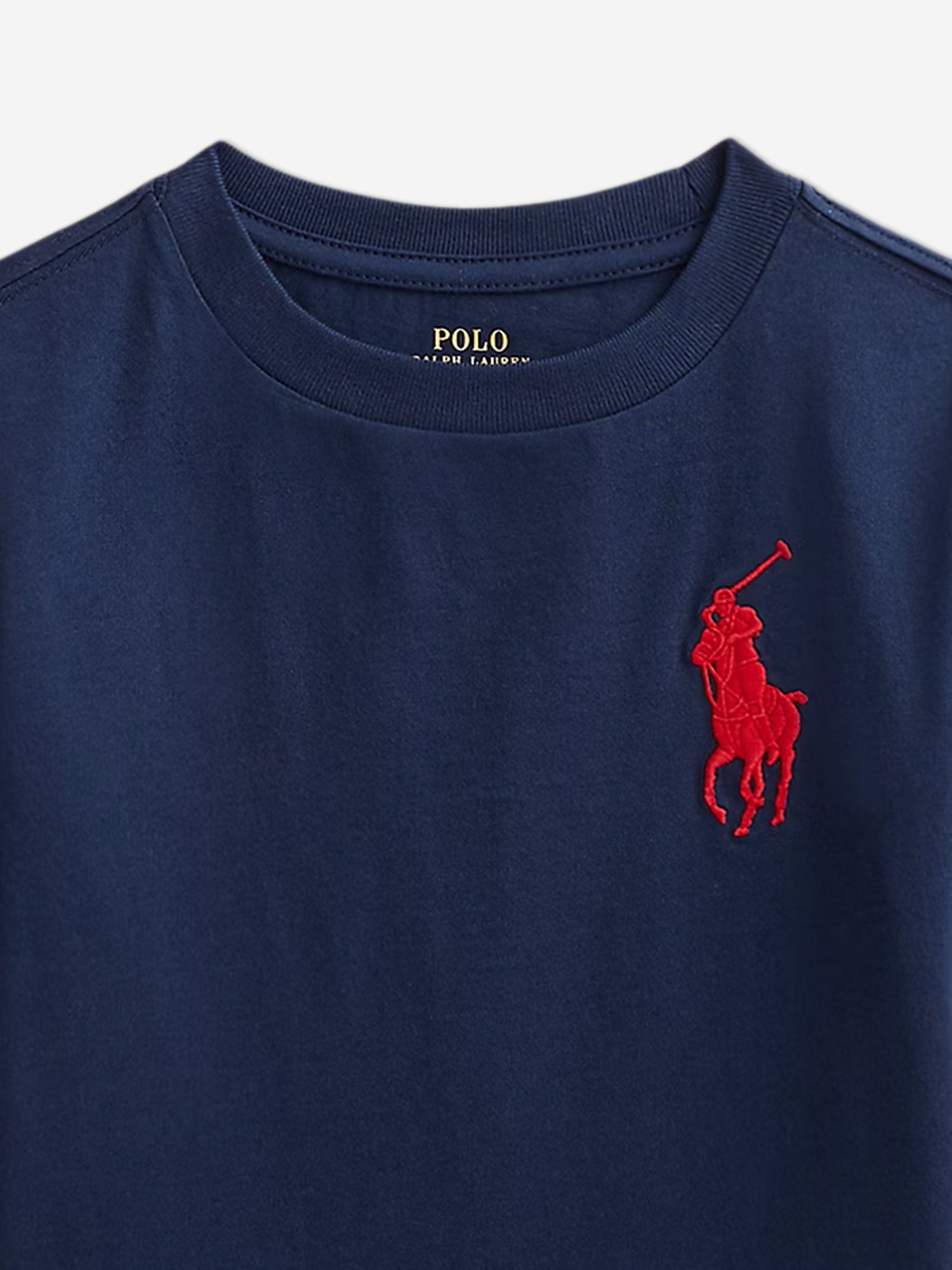 Ralph Lauren Boys Jersey Logo T-Shirt in Navy