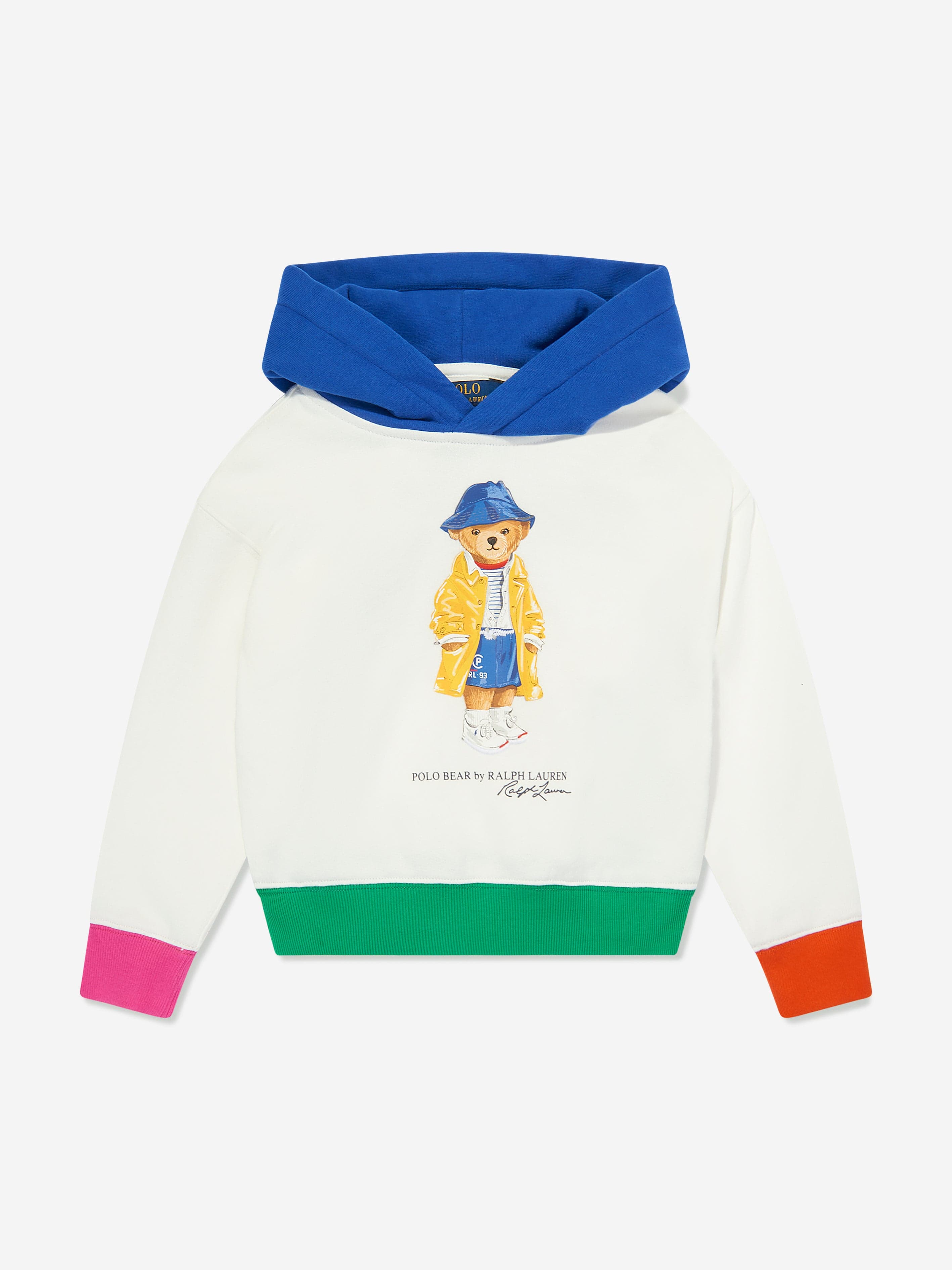 Girls Polo Bear Hoodie in White