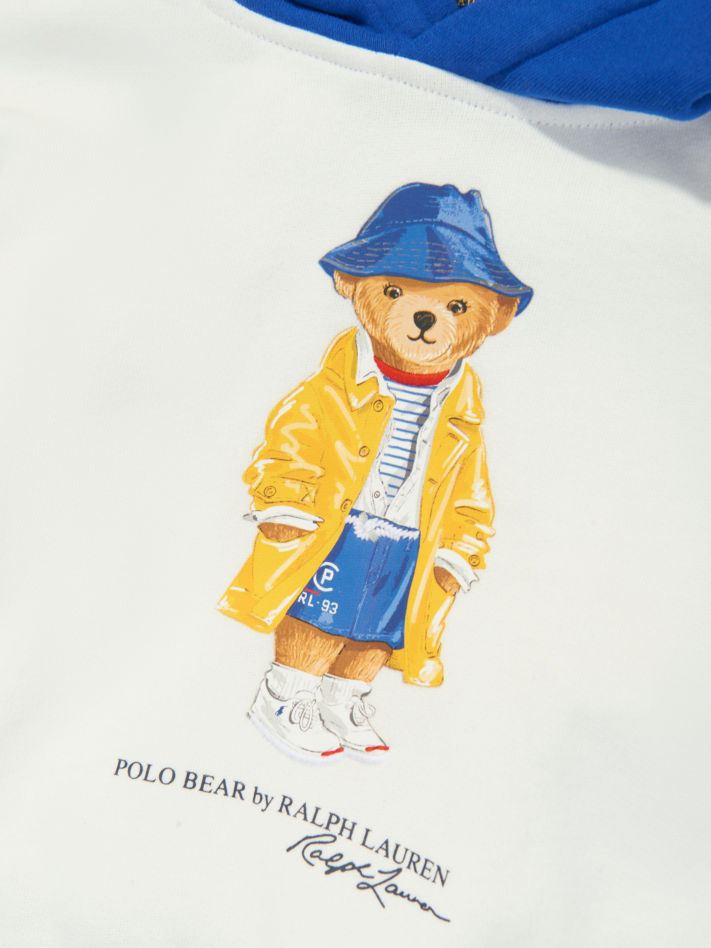 Girls Polo Bear Hoodie in White