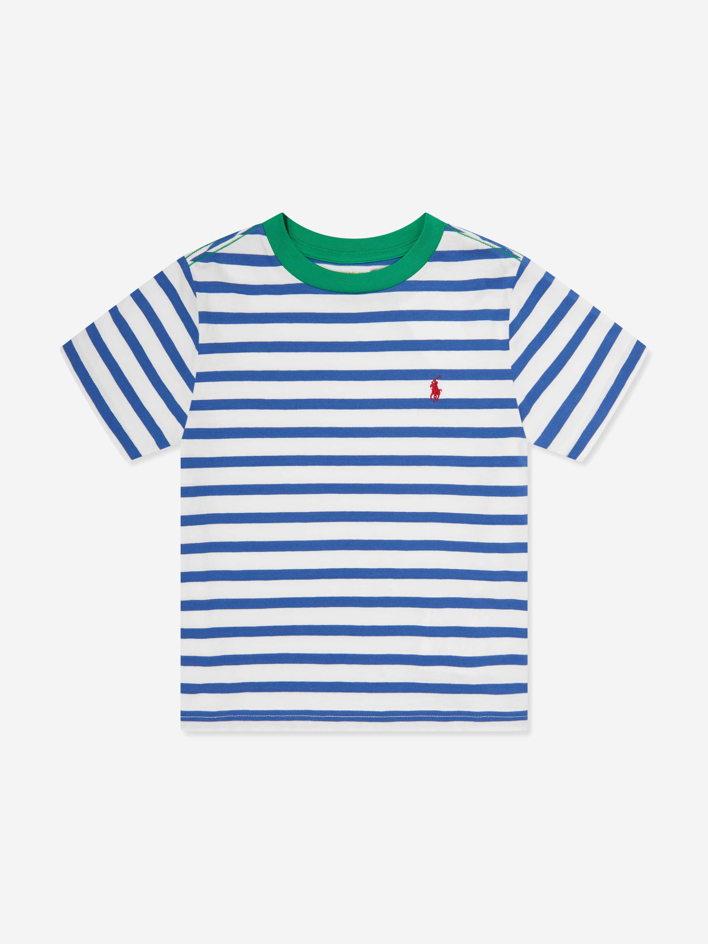 Boys Striped Logo T-Shirt in Blue