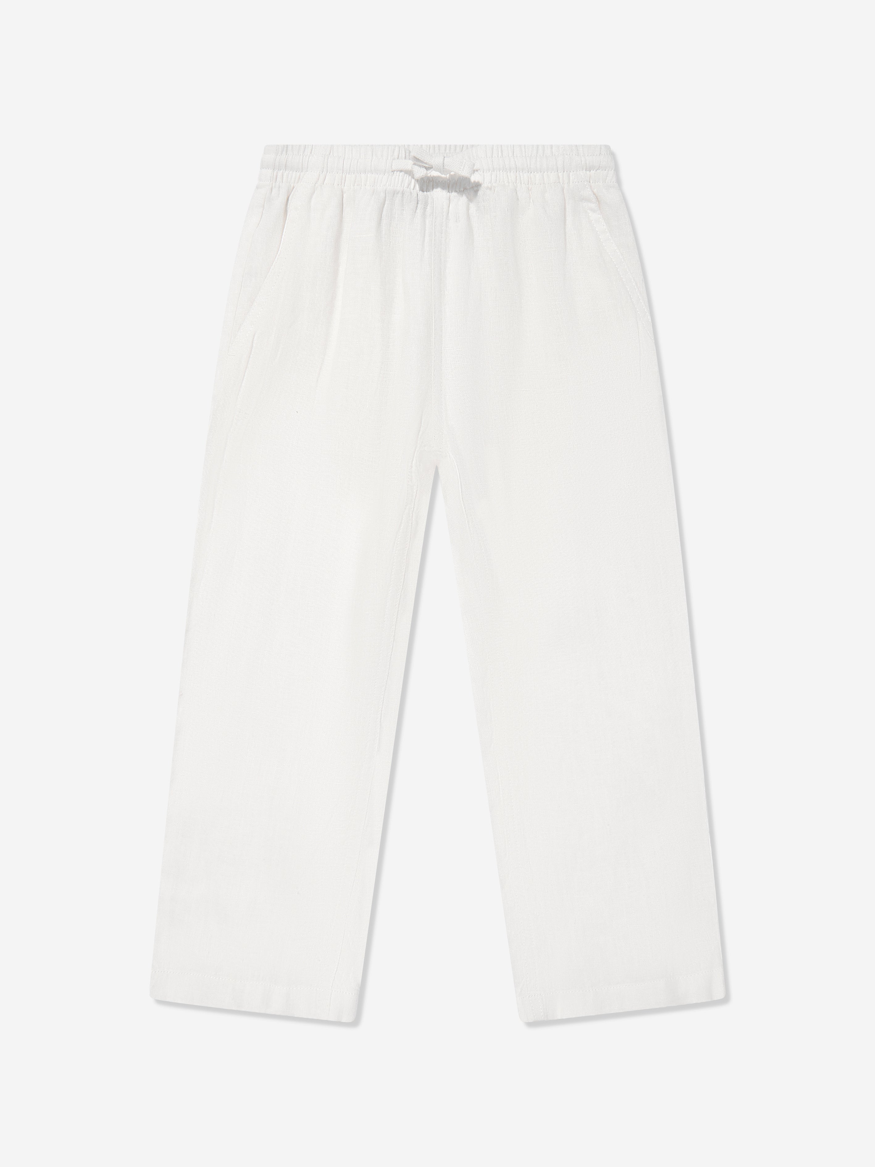 Ralph Lauren Boys Linen Trousers in White