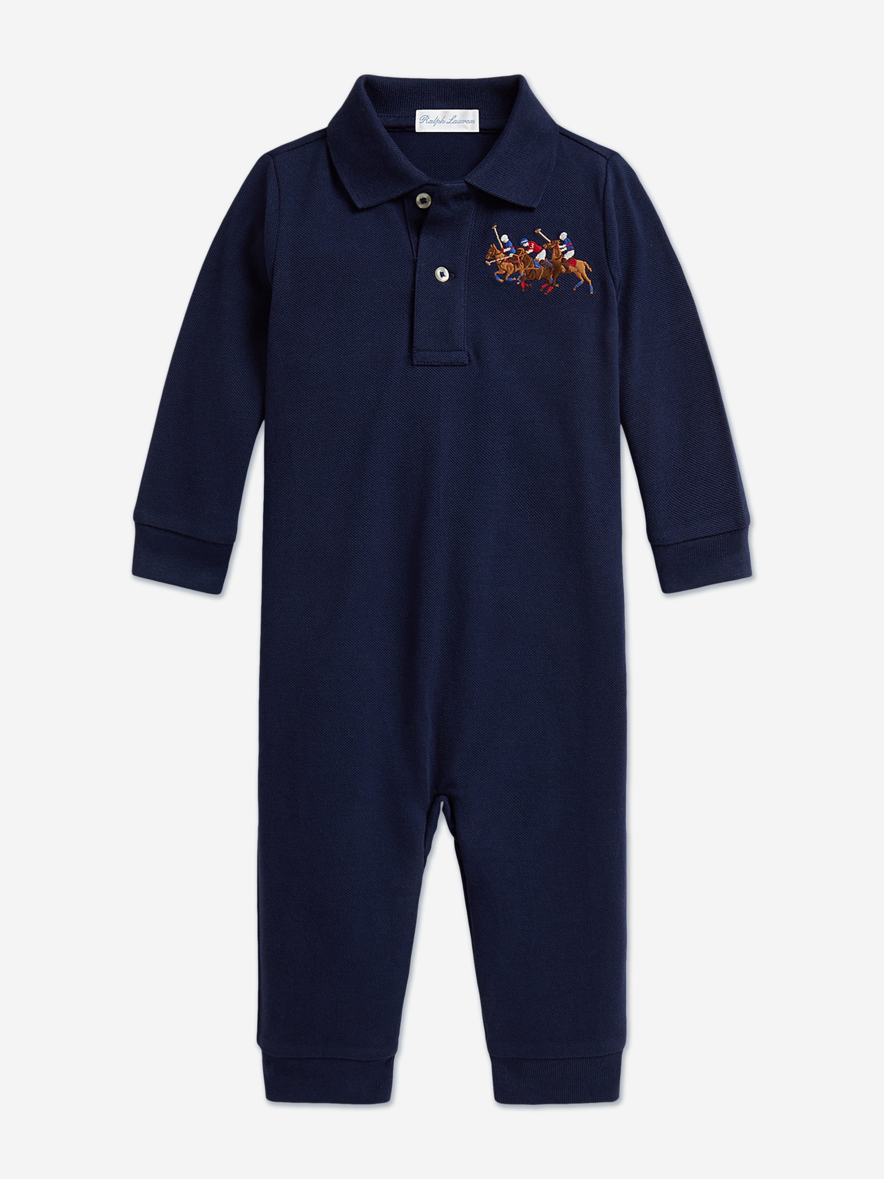 Ralph Lauren Baby Boys Polo Romper in Navy
