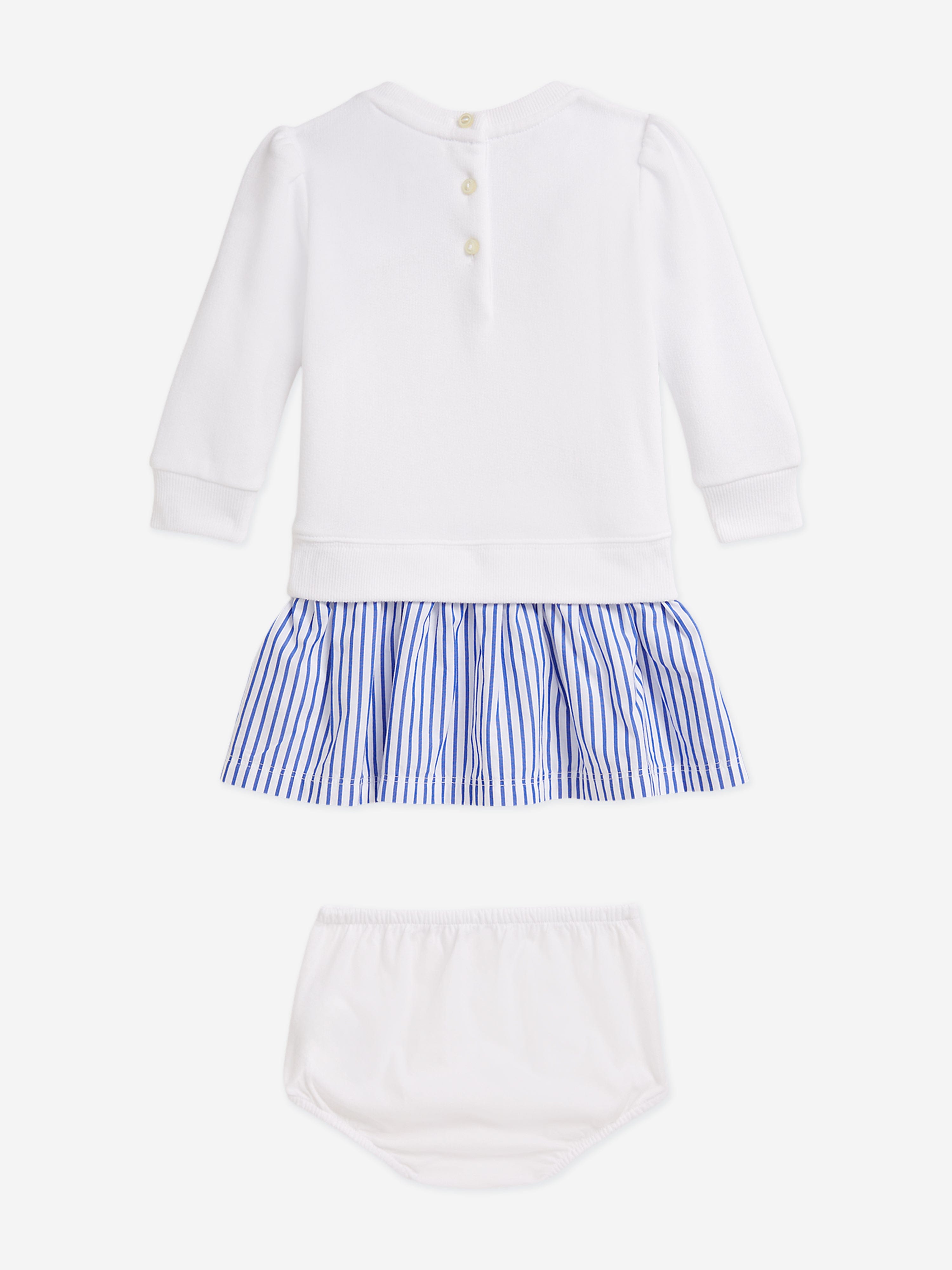Ralph Lauren Baby Girls Polo Bear Sweater Dress in White