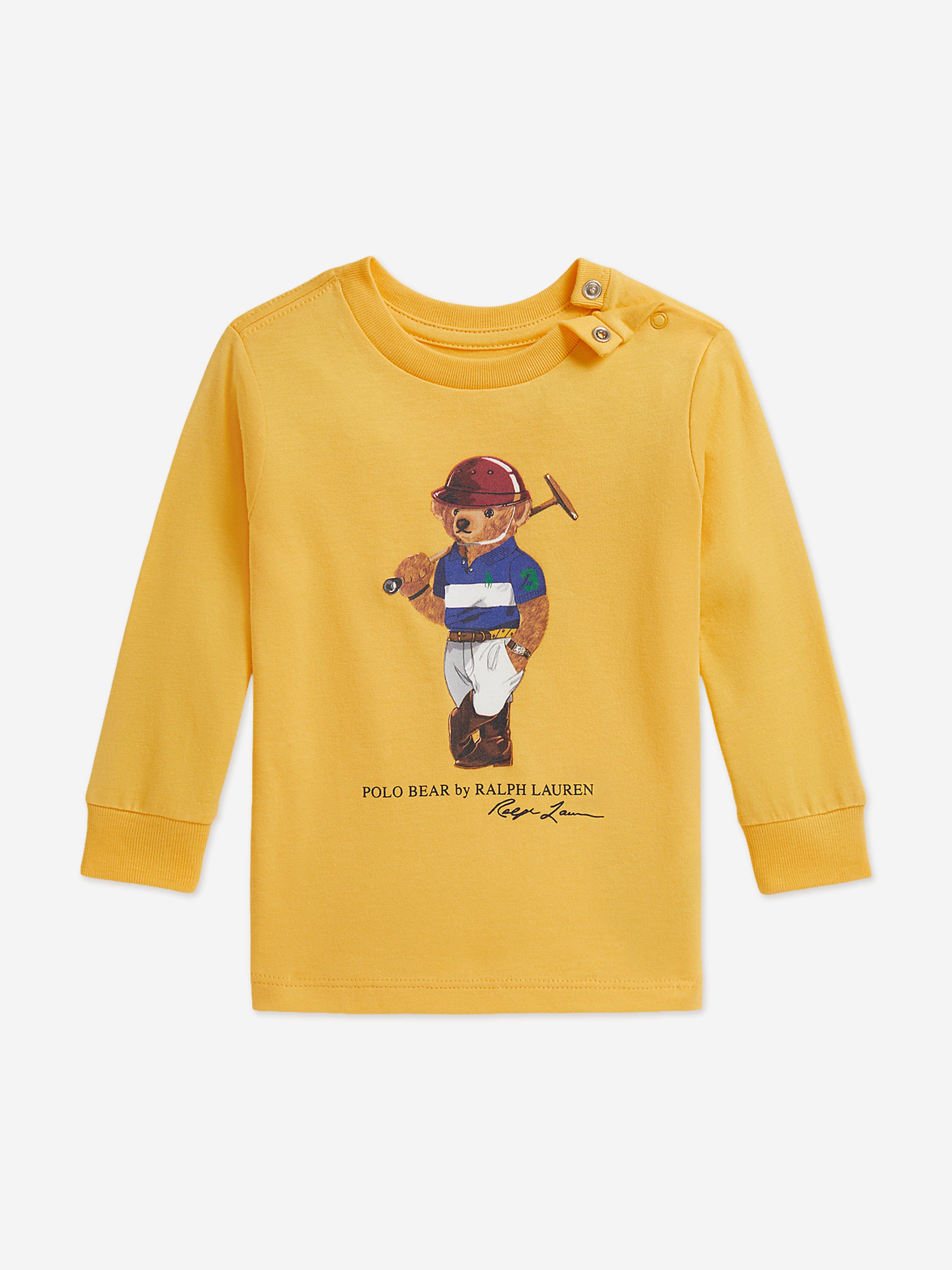 Ralph Lauren Baby Boys Long Sleeve Polo Bear T-Shirt in Yellow