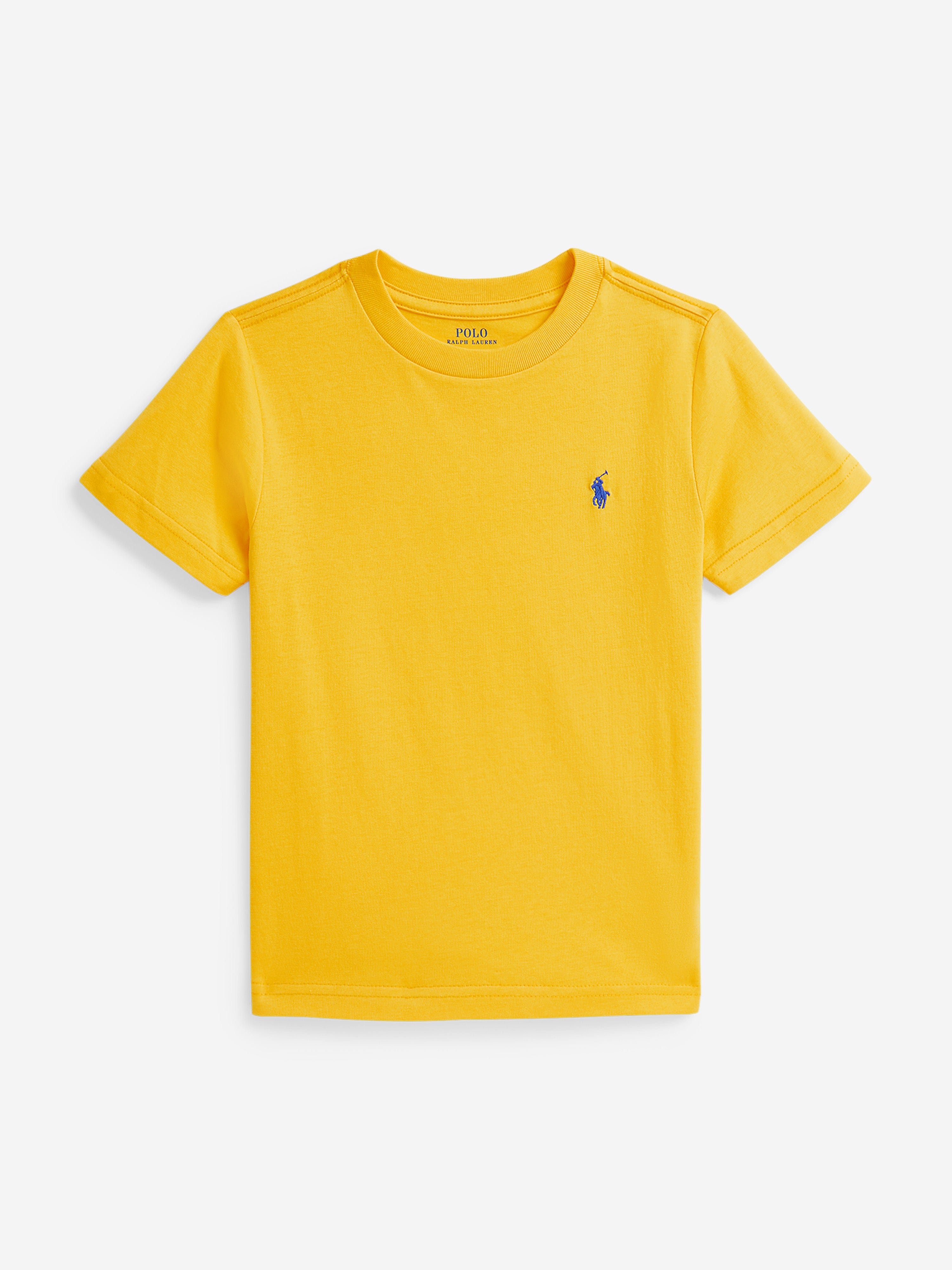 Ralph Lauren Boys Jersey Logo T-Shirt in Yellow