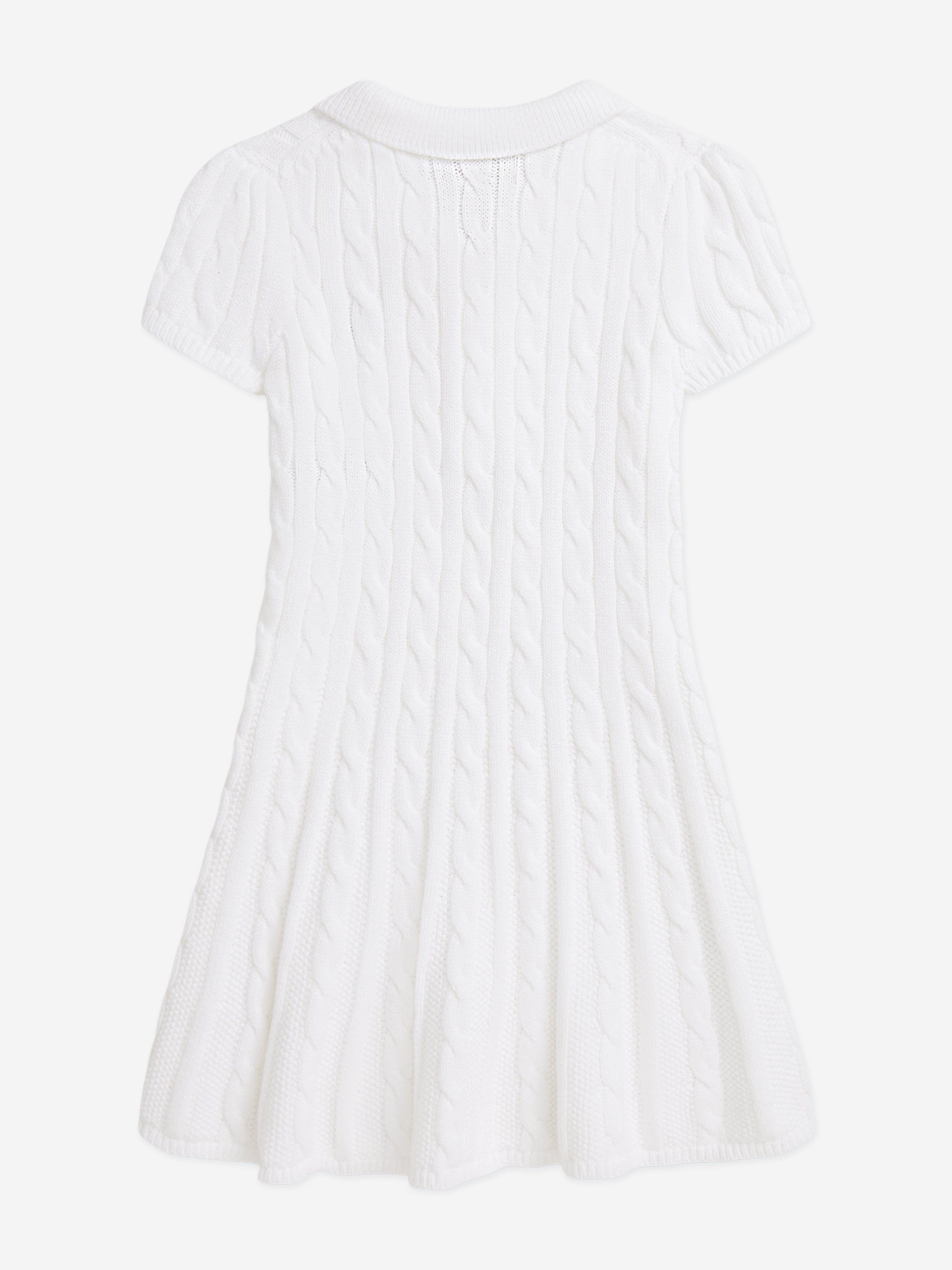 Ralph Lauren Girls Cotton Cable Knit Dress in White