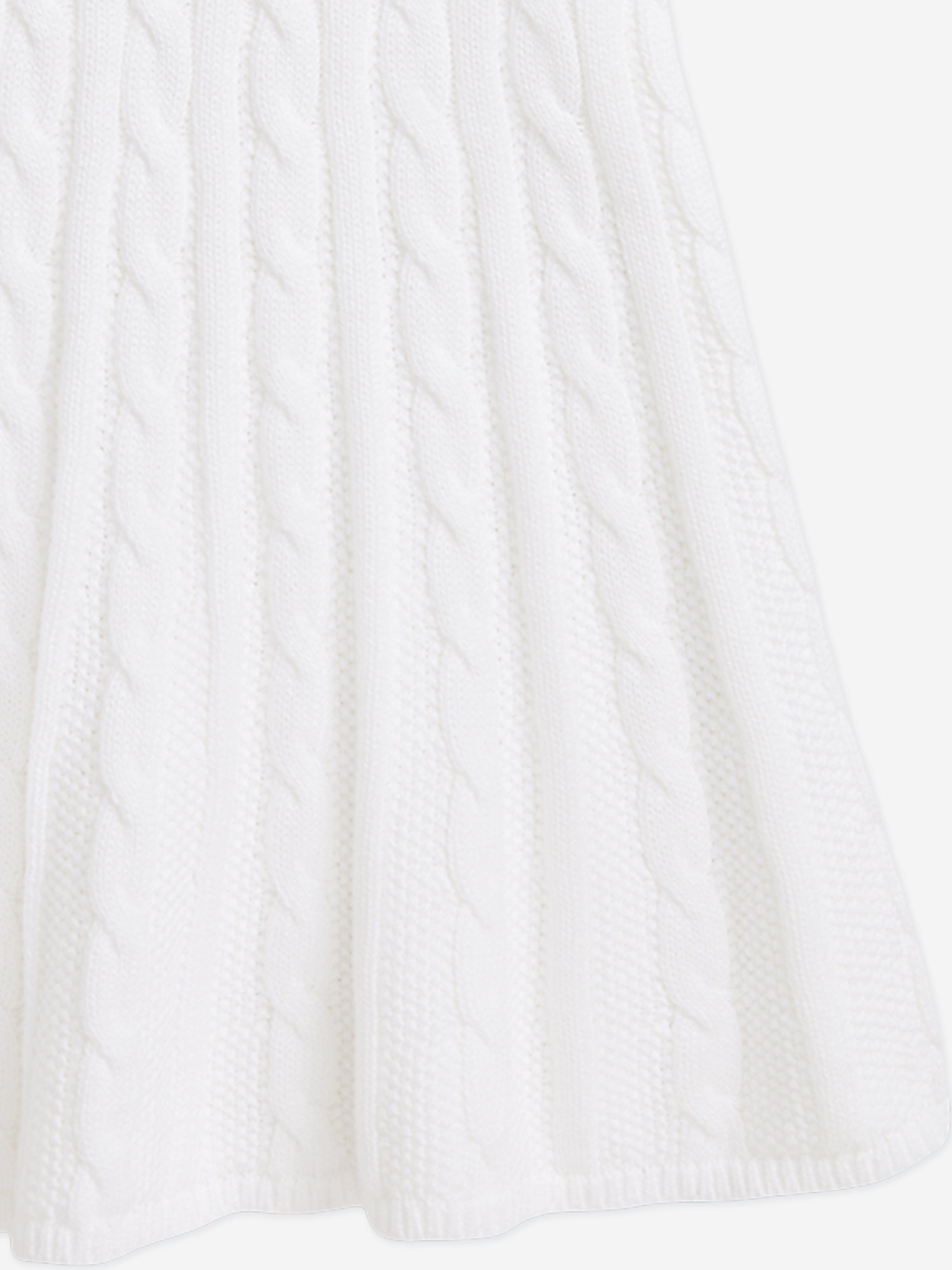 Ralph Lauren Girls Cotton Cable Knit Dress in White