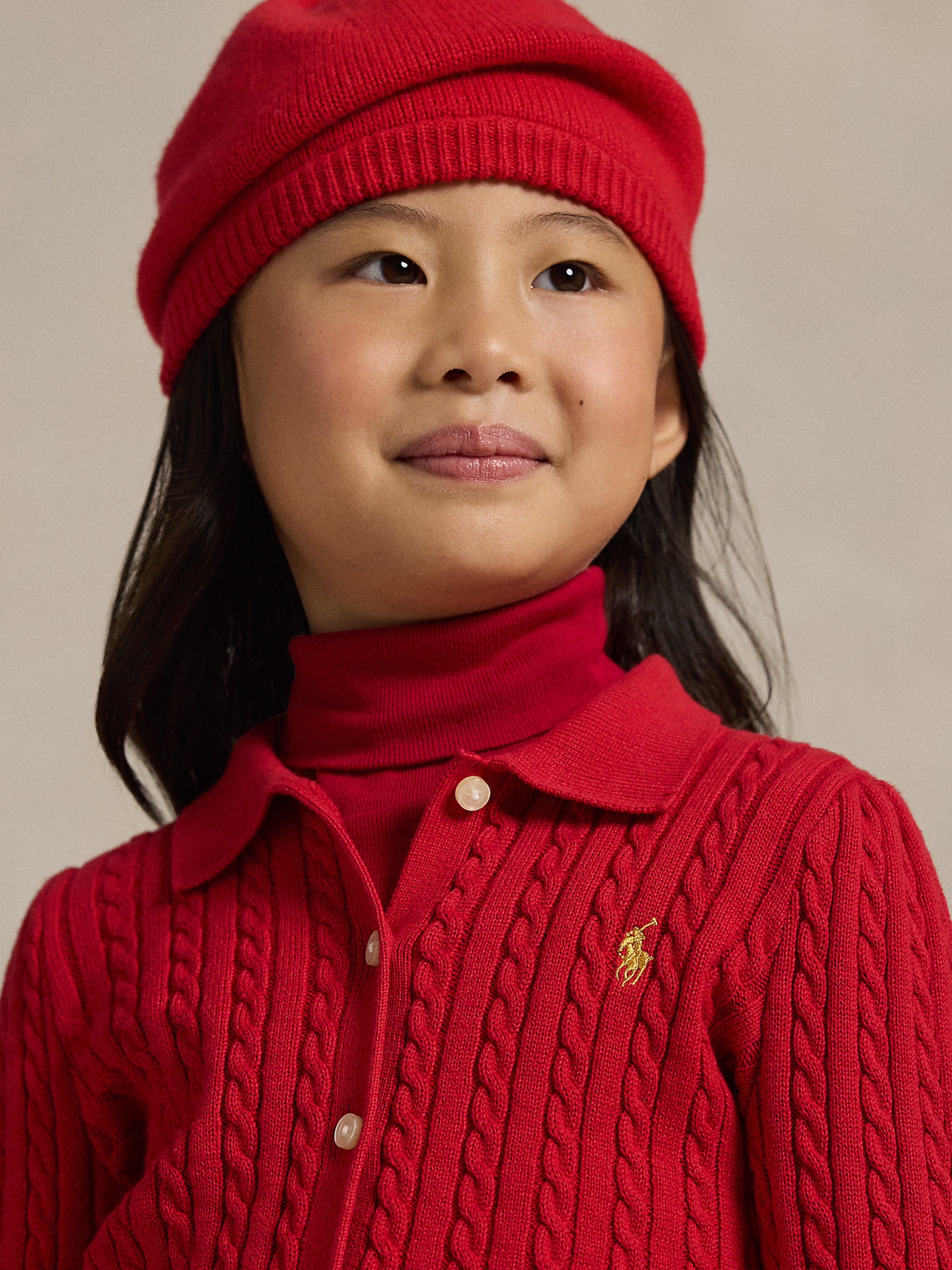 Ralph Lauren Girls Mini Cable Knit Skirt Set in Red