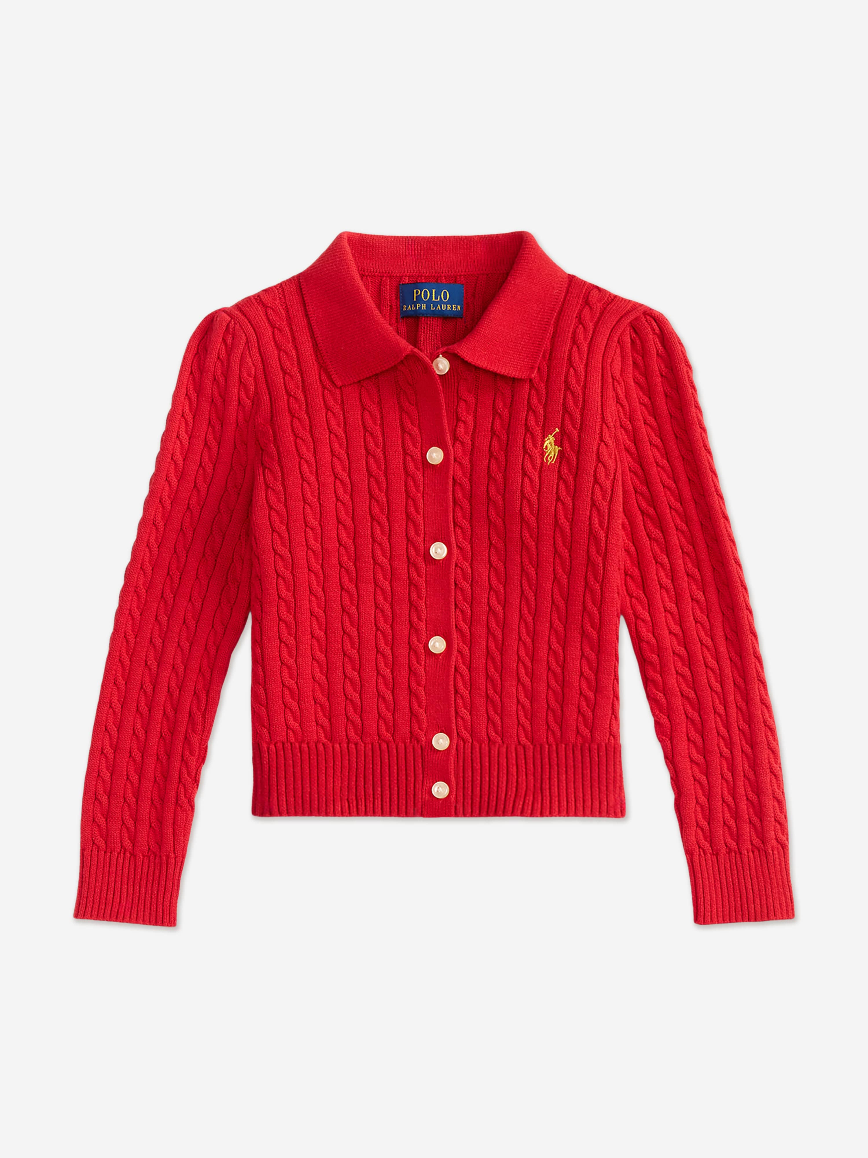 Ralph Lauren Girls Mini Cable Knit Skirt Set in Red