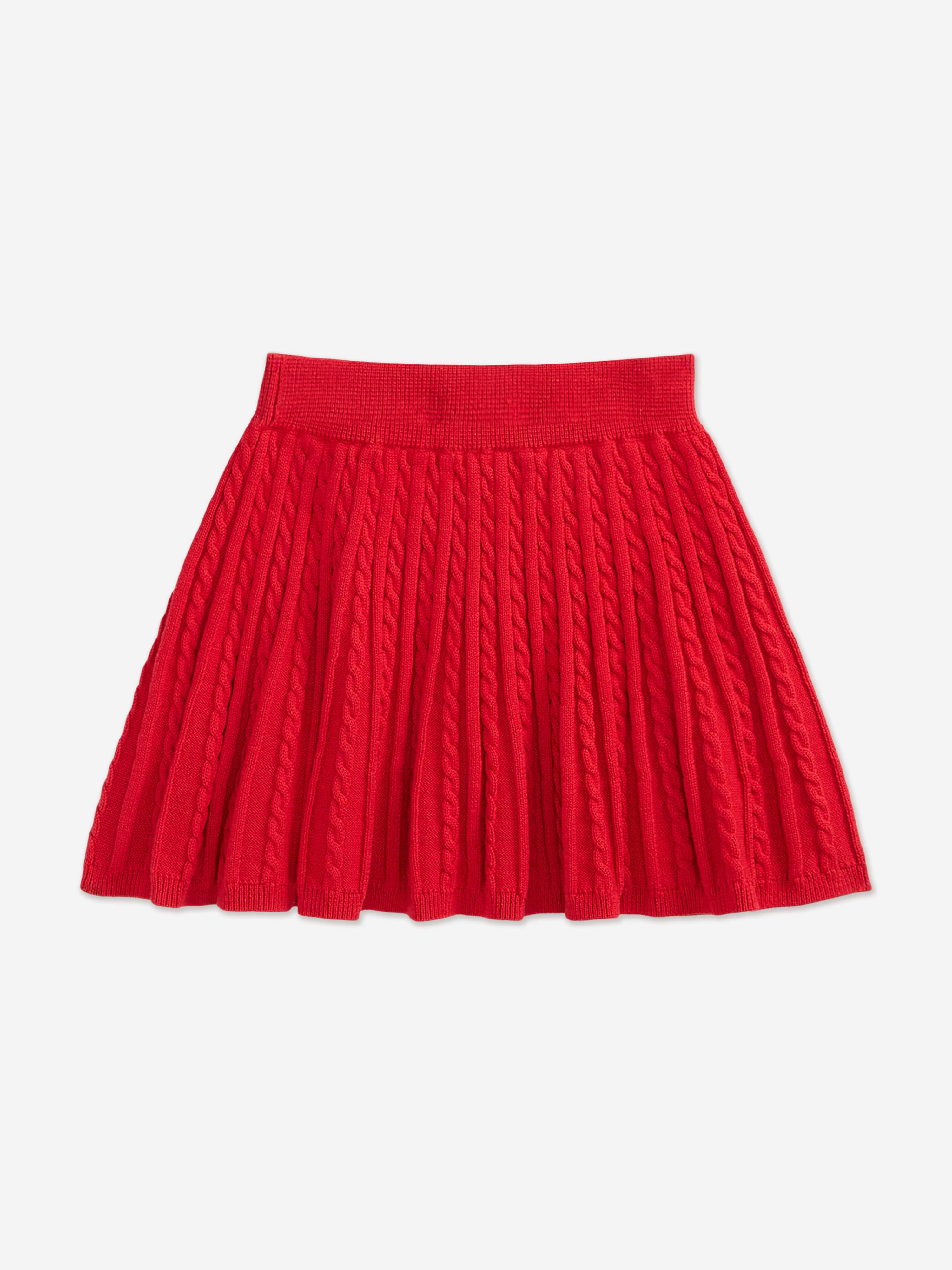 Ralph Lauren Girls Mini Cable Knit Skirt Set in Red