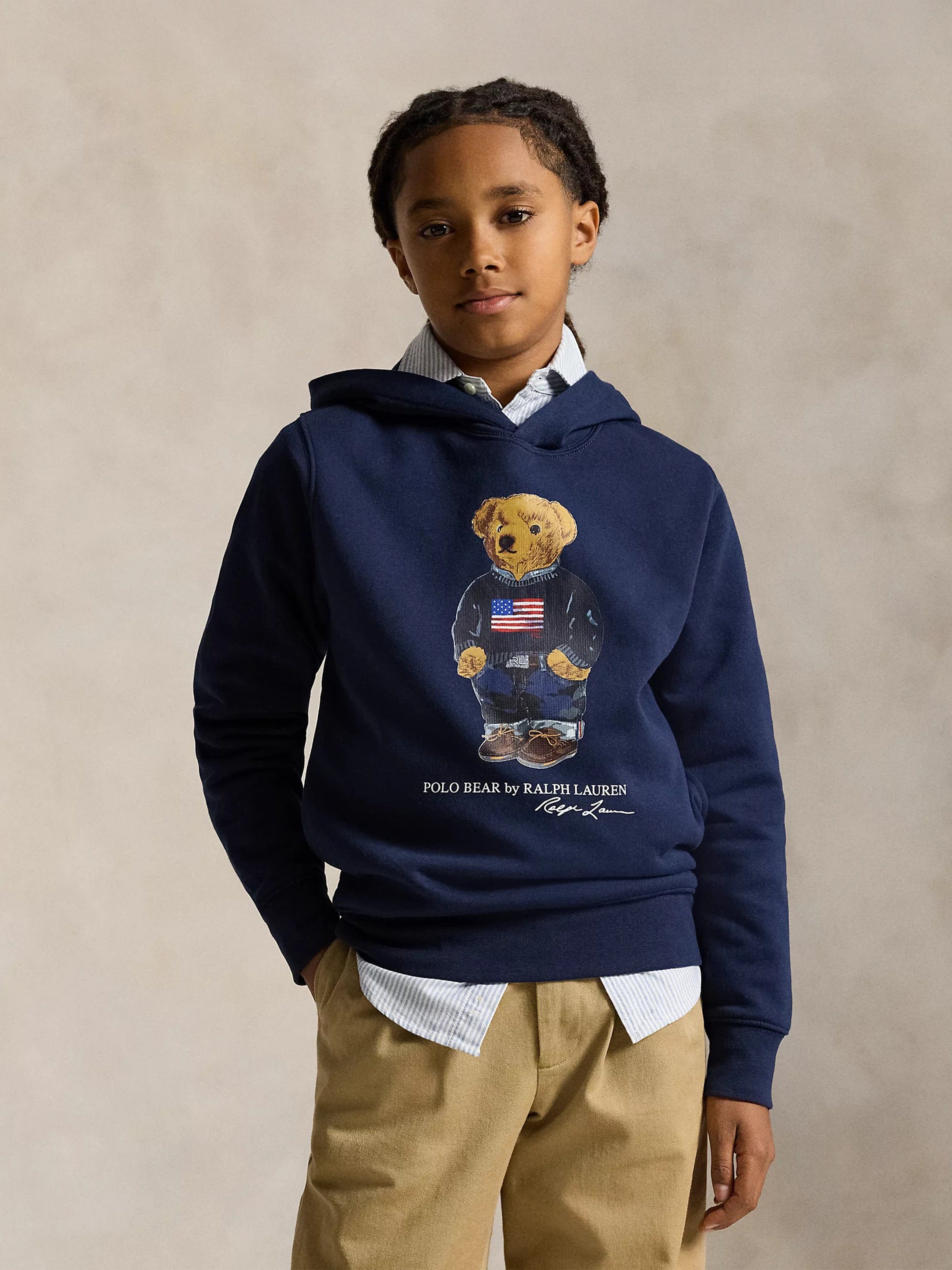 Ralph Lauren Boys Polo Bear Hoodie In Navy