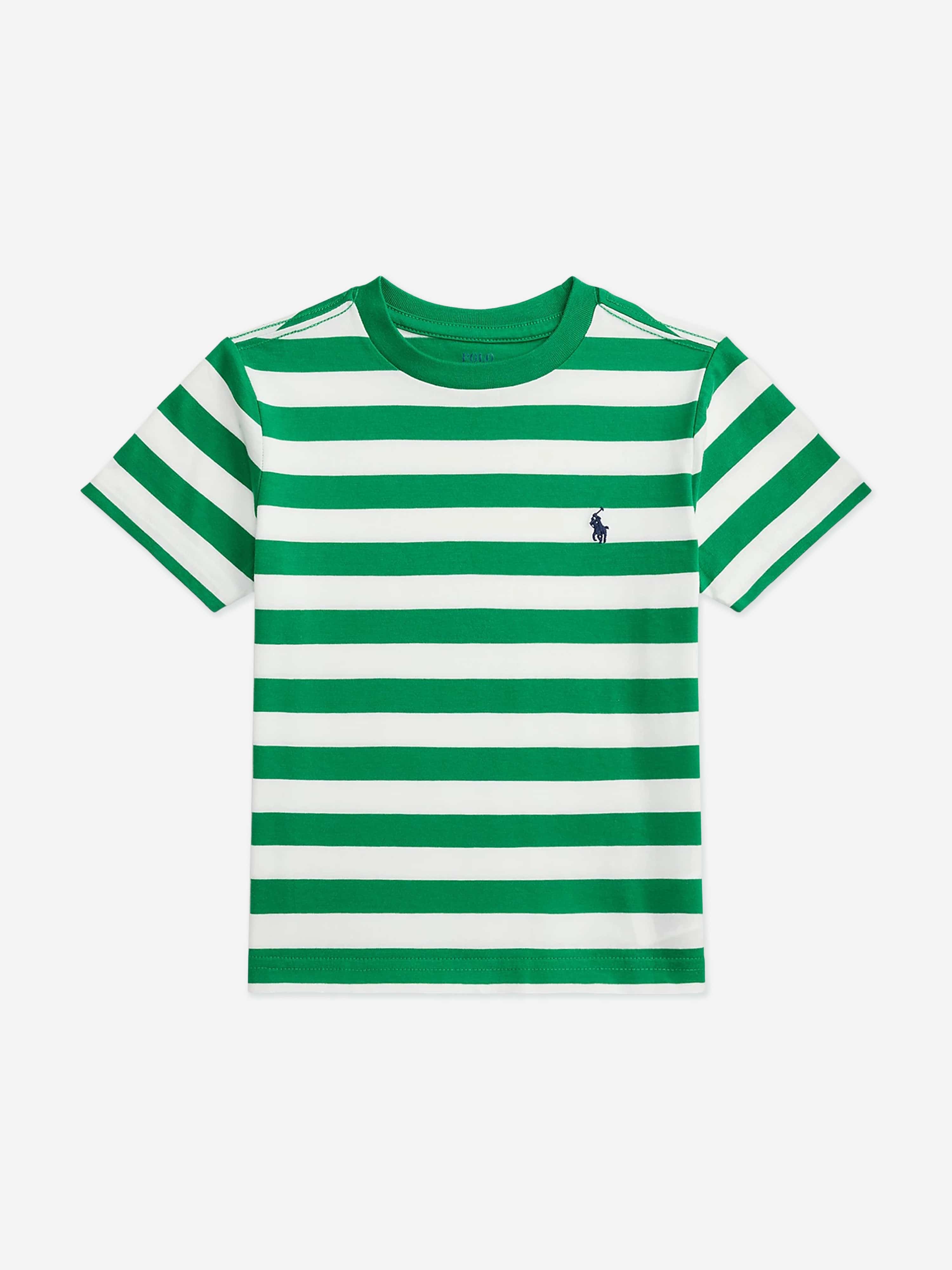 Ralph Lauren Boys Striped Logo T-Shirt in Green
