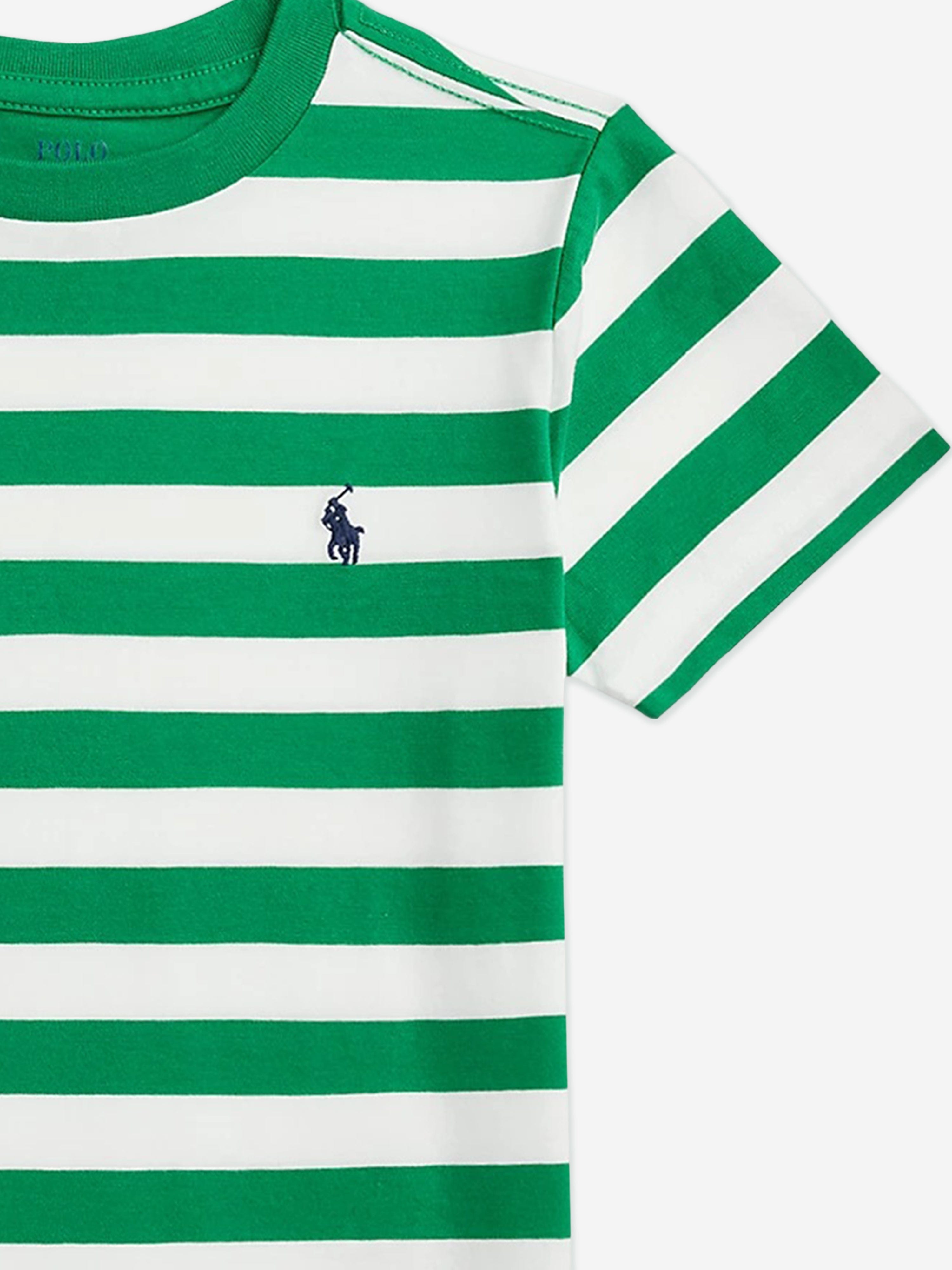 Ralph Lauren Boys Striped Logo T-Shirt in Green