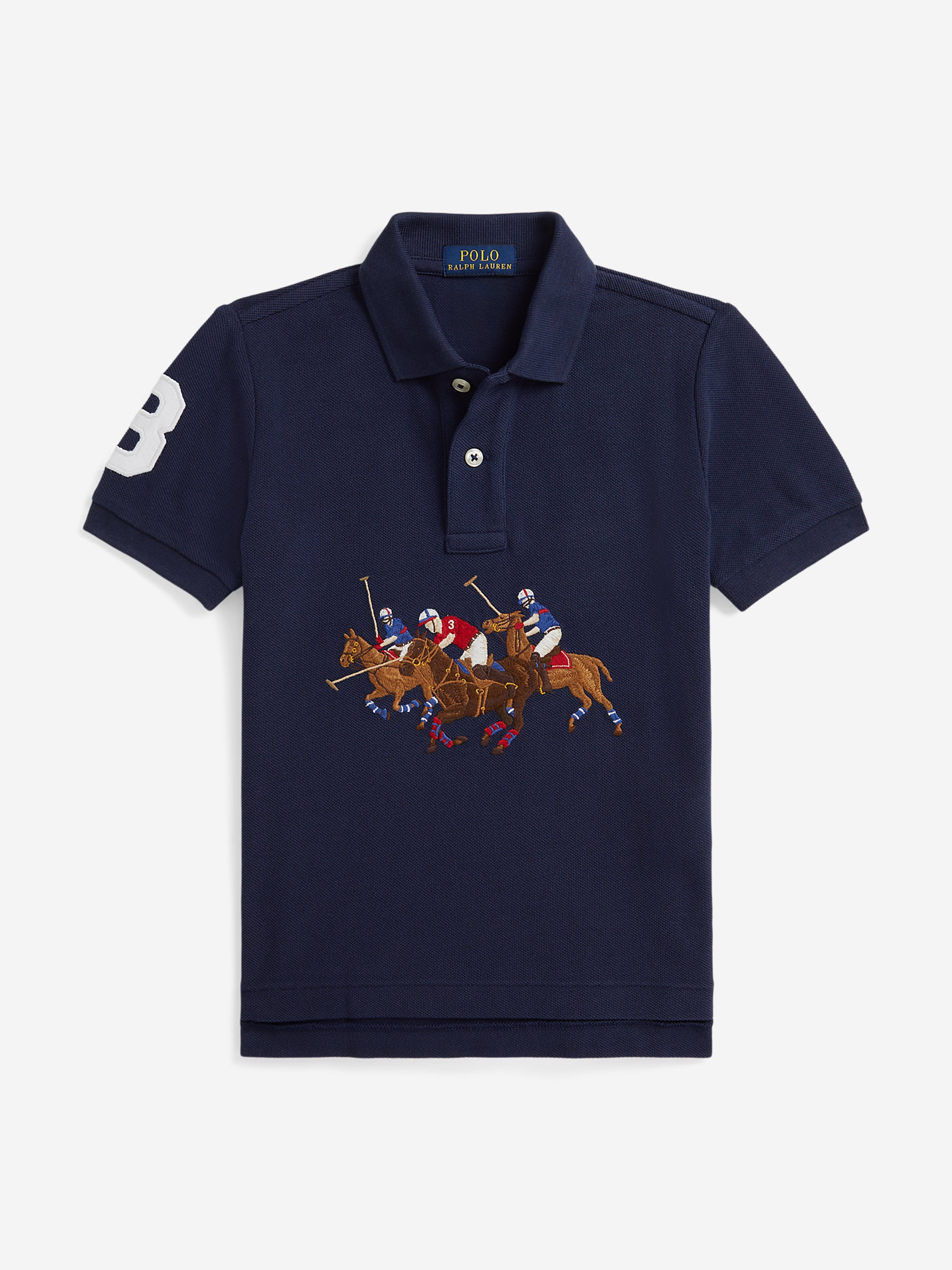 Ralph Lauren Boys Triple Pony Polo Shirt in Navy