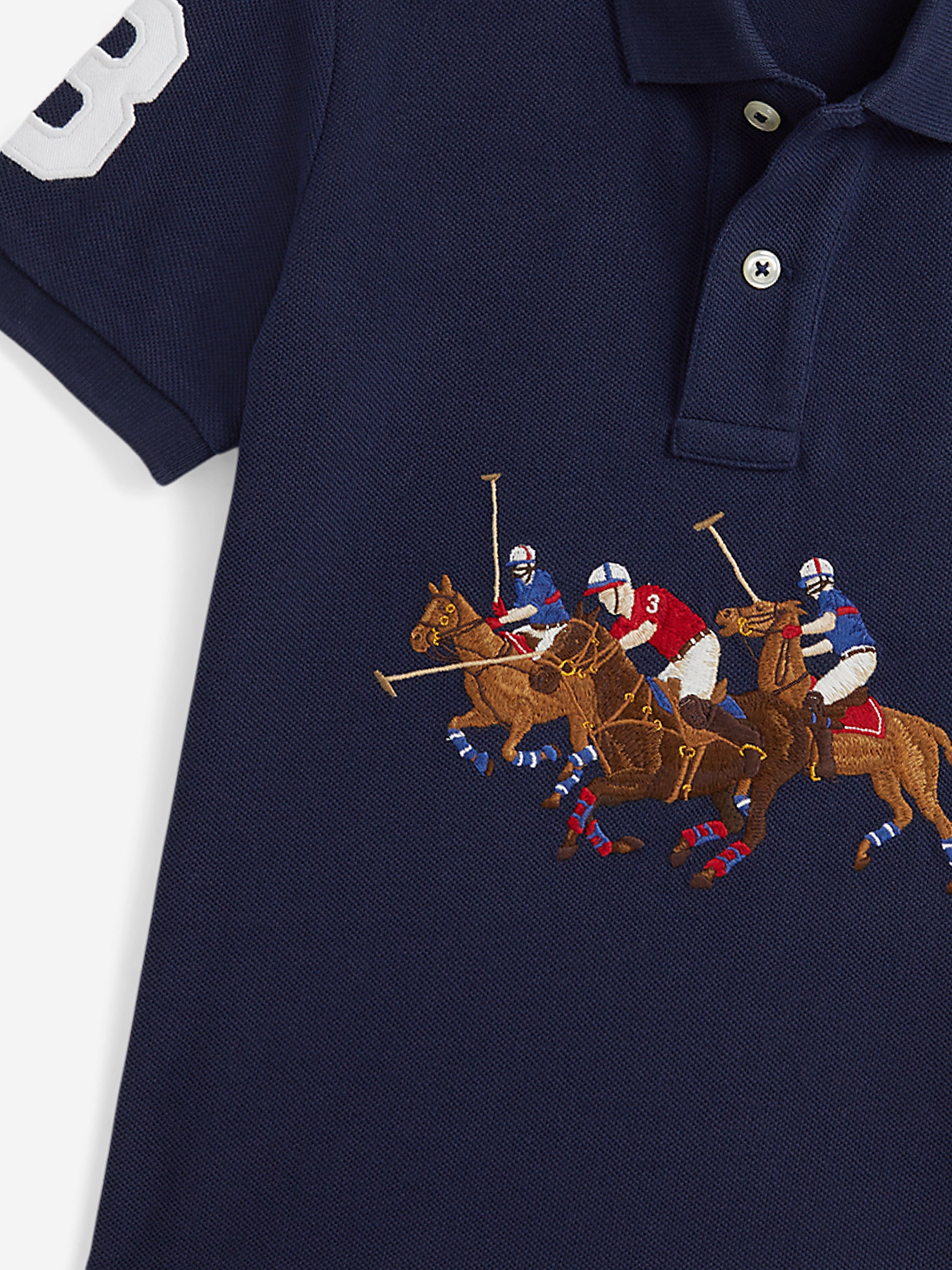 Ralph Lauren Boys Triple Pony Polo Shirt in Navy