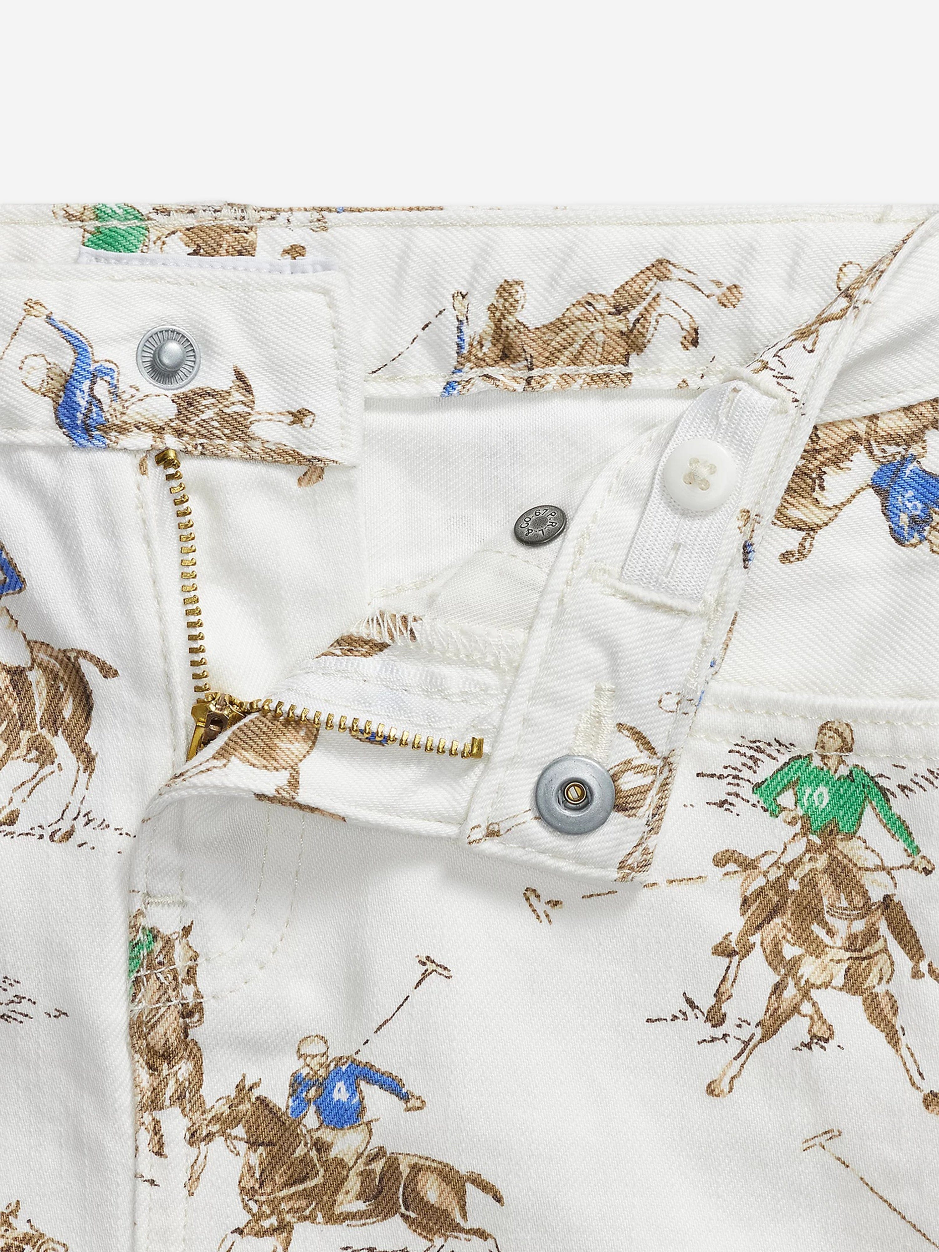Ralph Lauren Girls Polo Player Denim Skirt in White