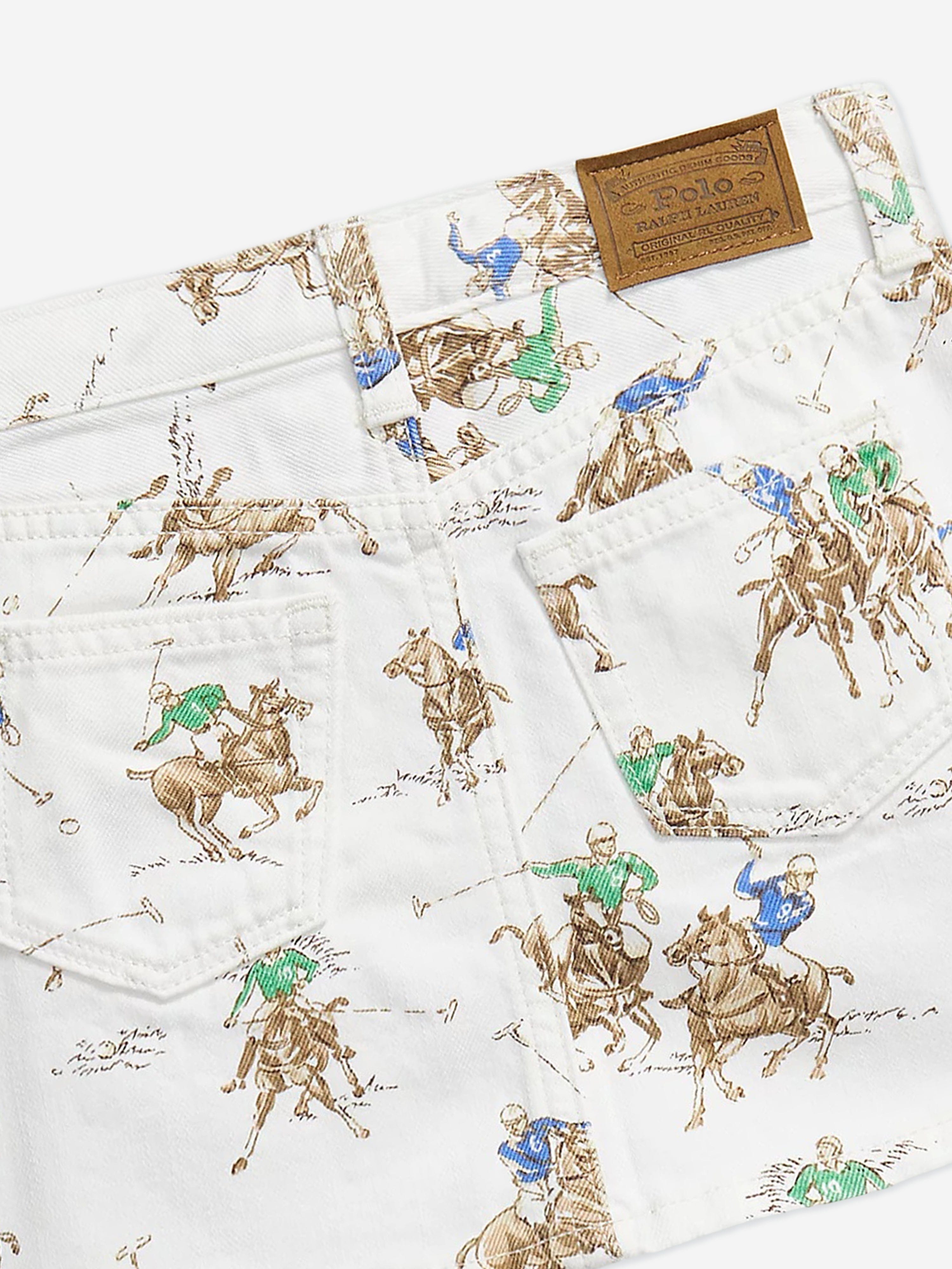 Ralph Lauren Girls Polo Player Denim Skirt in White
